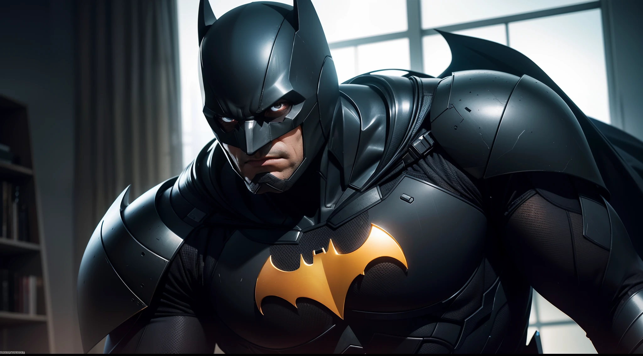 Batman (Iron Suit) от DC Comics, CGI with clear focus, Photorealistic, high detail, Realistic, Masterpiece, absurdress, Best Quality, HDR, hiquality, hight resolution, Extremely detailed, 8k wallpaper, intricate details, 8K UHD, Full-HD, (foto realista:1.2), Contrast, sharp lighting, Cinematic lighting, natural lighting, hard light, Backlighting, Global Illumination, Environment Occlusion