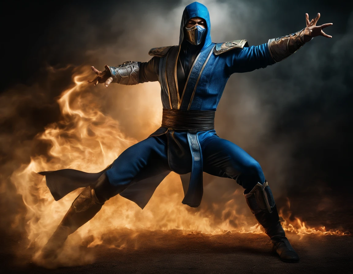 ((Subzero do mortal Kombat, ultra realistic)), (((corpo inteiro))), ((perfect hands)), atordoante, hyper realistic, octan render, surrounded by the effect of smoke and lightning, Estilo Mortal Kombat, fundo antigo, elegante, atordoante, (papel de parede), arte conceitual, detalhes intrincados, altamente detalhado, ((cinemactic)), Dramatic, (extremely high quality, Concedido, master part:1.5), (fotorrealista:1.5), fotografia, Realistic photo, Nikon, Luz Natural, 4k, highes definition, XF IQ4, 150MP, 50 millimeters, ISO 1000 Certification, 1/250 Anos, Luz Natural, Adobe Lightroom, photolab, Photographic Affinity, PhotoDirector 365,