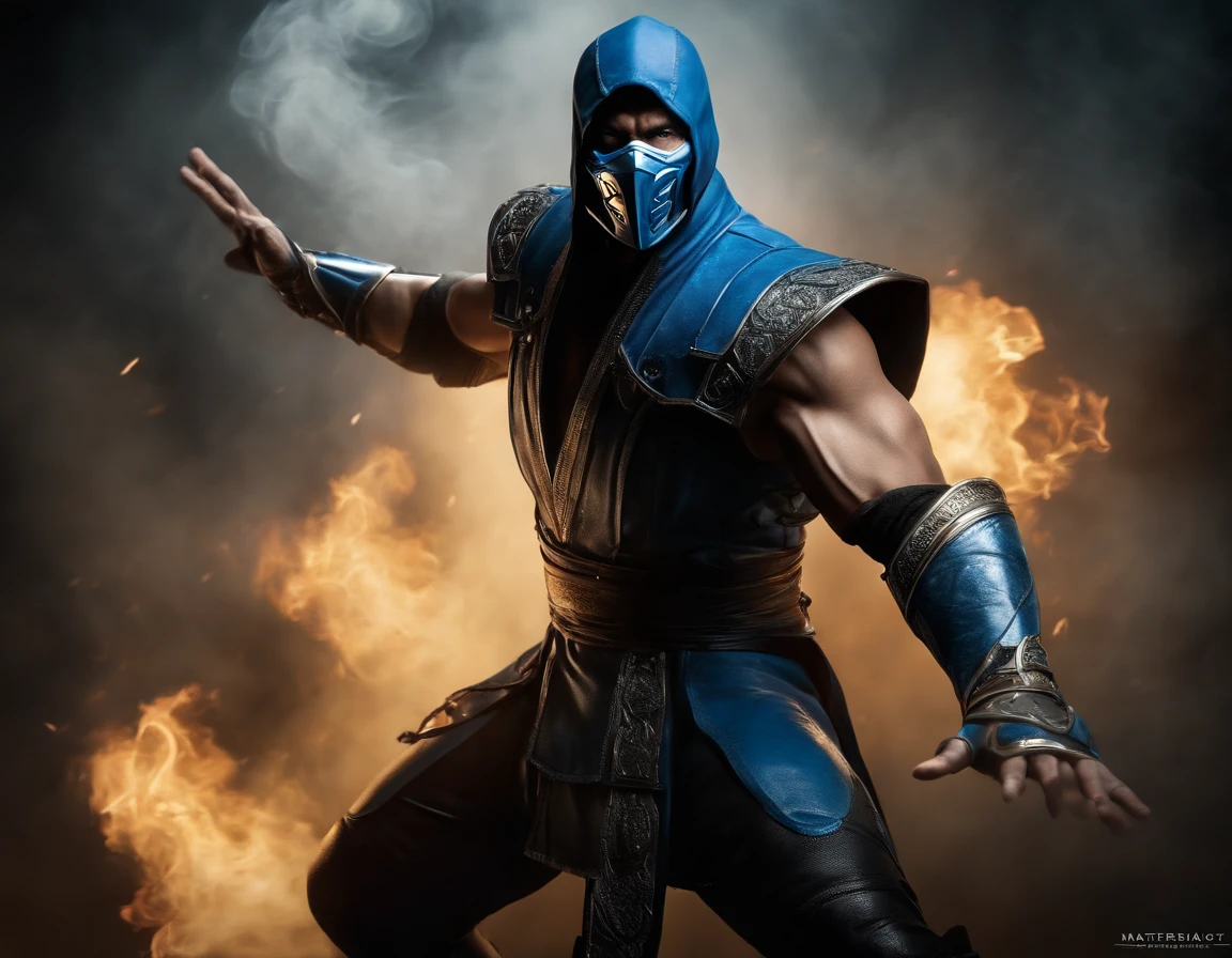 ((Subzero do mortal Kombat, ultra realistic)), (((corpo inteiro))), ((perfect hands)), atordoante, hyper realistic, octan render, surrounded by the effect of smoke and lightning, Estilo Mortal Kombat, fundo antigo, elegante, atordoante, (papel de parede), arte conceitual, detalhes intrincados, altamente detalhado, ((cinemactic)), Dramatic, (extremely high quality, Concedido, master part:1.5), (fotorrealista:1.5), fotografia, Realistic photo, Nikon, Luz Natural, 4k, highes definition, XF IQ4, 150MP, 50 millimeters, ISO 1000 Certification, 1/250 Anos, Luz Natural, Adobe Lightroom, photolab, Photographic Affinity, PhotoDirector 365,