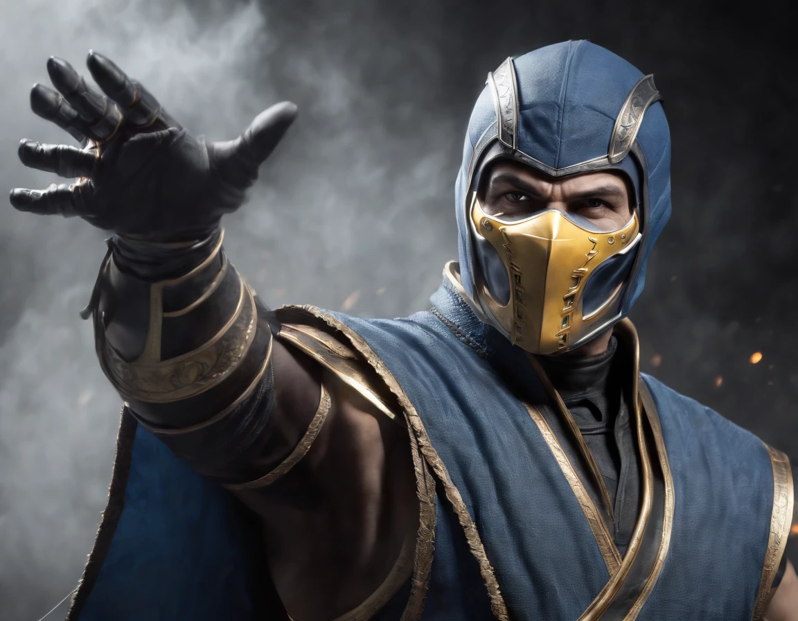 ((Subzero do mortal Kombat, ultra realistic)), (((corpo inteiro))), ((perfect hands)), atordoante, hyper realistic, octan render, surrounded by the effect of smoke and lightning, Estilo Mortal Kombat, fundo antigo, elegante, atordoante, (papel de parede), arte conceitual, detalhes intrincados, altamente detalhado, ((cinemactic)), Dramatic, (extremely high quality, Concedido, master part:1.5), (fotorrealista:1.5), fotografia, Realistic photo, Nikon, Luz Natural, 4k, highes definition, XF IQ4, 150MP, 50 millimeters, ISO 1000 Certification, 1/250 Anos, Luz Natural, Adobe Lightroom, photolab, Photographic Affinity, PhotoDirector 365,