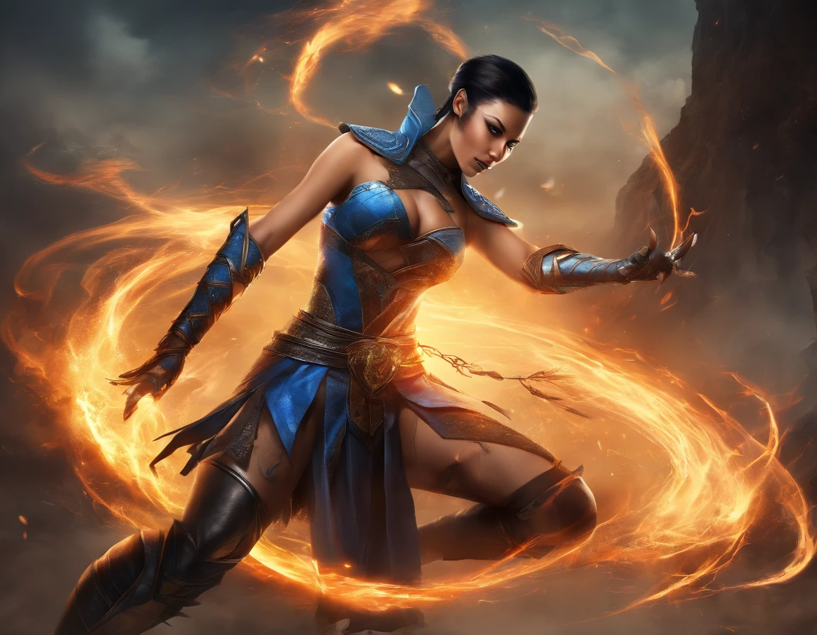 ((Kitana do Mortal Kombat, ultra realistic)), (((corpo inteiro))), ((perfect hands)), atordoante, hyper realistic, octan render, surrounded by the effect of smoke and lightning, Estilo Mortal Kombat, Fundo antigo, elegante, atordoante, (papel de parede), arte conceitual, detalhes intrincados, altamente detalhado, ((cinemactic)), Dramatic, (extremely high quality, Concedido, master part:1.5), (fotorrealista:1.5), fotografia, Realistic photo, Nikon, luz natural, 4k, highes definition, XF IQ4, 150MP, 50 millimeters, ISO 1000 Certification, 1/250 Anos, luz natural, Adobe Lightroom, photolab, Photographic Affinity, PhotoDirector 365,