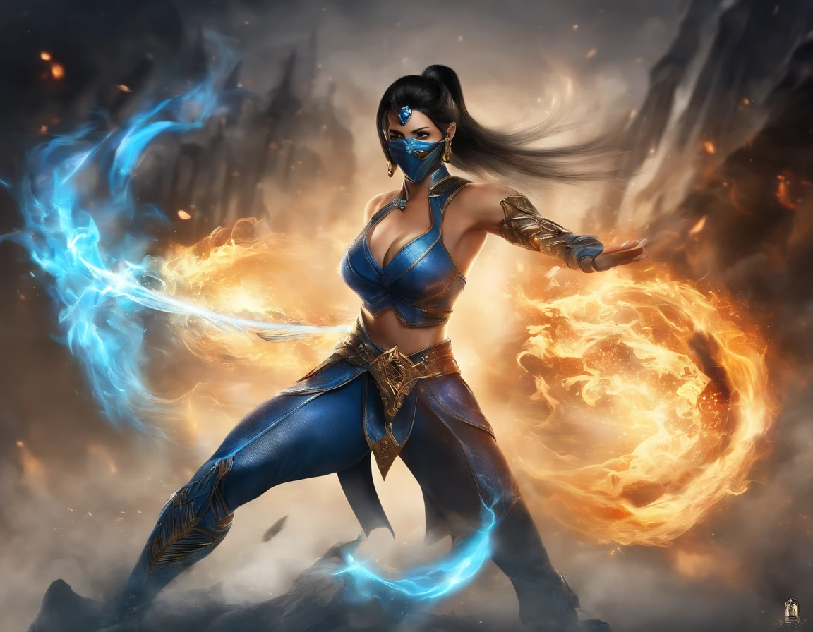((Kitana do Mortal Kombat, ultra realistic)), (((corpo inteiro))), ((perfect hands)), atordoante, hyper realistic, octan render, surrounded by the effect of smoke and lightning, Estilo Mortal Kombat, Fundo antigo, elegante, atordoante, (papel de parede), arte conceitual, detalhes intrincados, altamente detalhado, ((cinemactic)), Dramatic, (extremely high quality, Concedido, master part:1.5), (fotorrealista:1.5), fotografia, Realistic photo, Nikon, luz natural, 4k, highes definition, XF IQ4, 150MP, 50 millimeters, ISO 1000 Certification, 1/250 Anos, luz natural, Adobe Lightroom, photolab, Photographic Affinity, PhotoDirector 365,