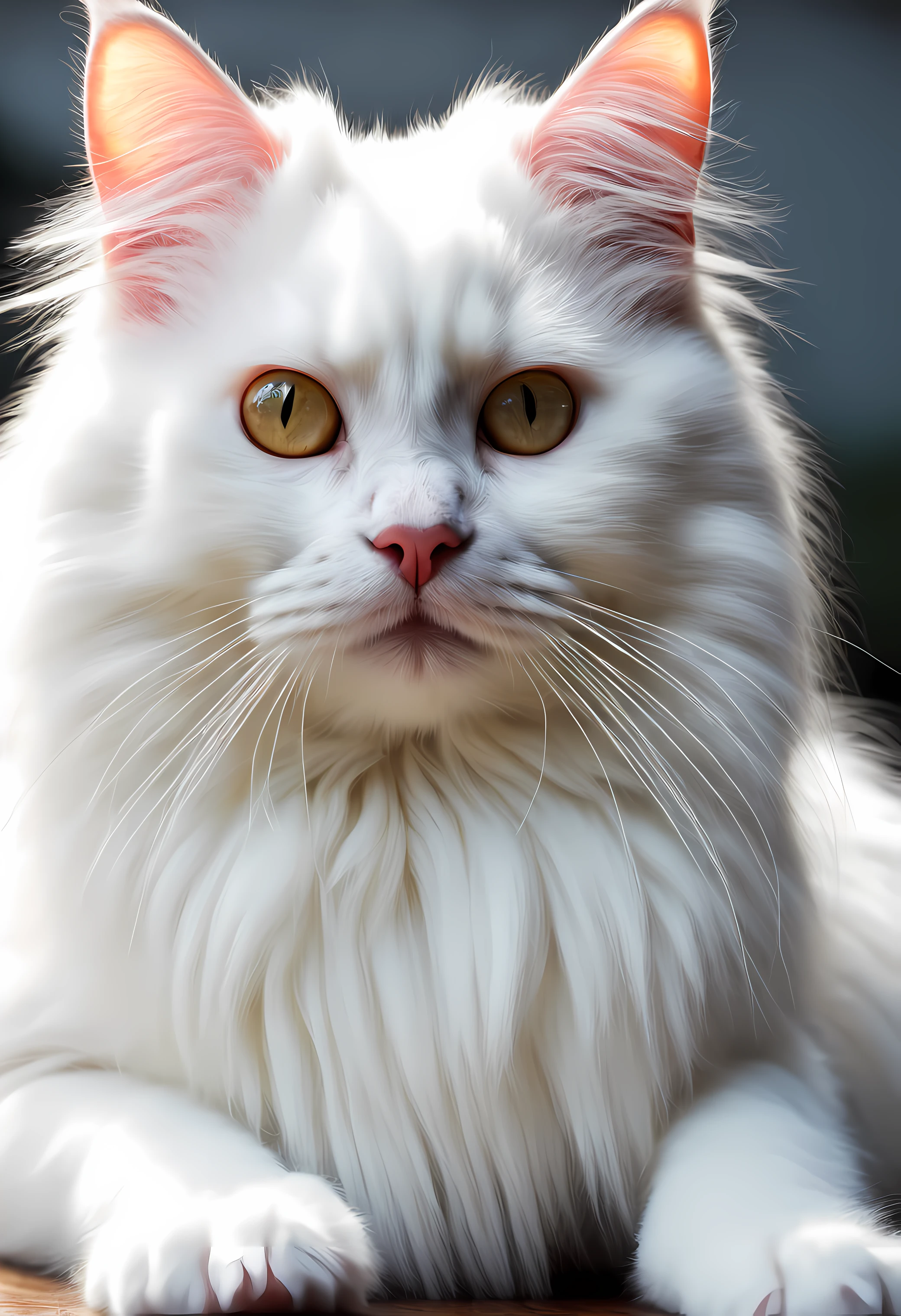 a cat of the white Angora breed, pintura estilo 3D aquarela, Gato Angora peludo branco, usando uma touca fofinha, imagem completa, High resolution high contrast (fotorrealista:1.5), fundo branco, estilo adesivo, (Foto RAW, 8k UHD,
