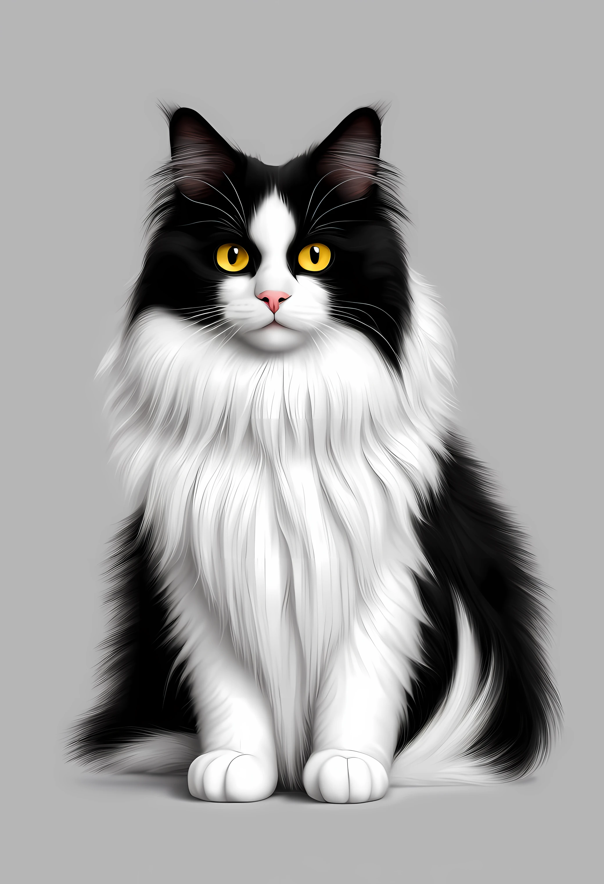 a cat of the white Angora breed, pintura estilo 3D aquarela, Gato Angora peludo branco, usando uma touca fofinha, imagem completa, High resolution high contrast (fotorrealista:1.5), fundo branco, estilo adesivo, (Foto RAW, 8k UHD,