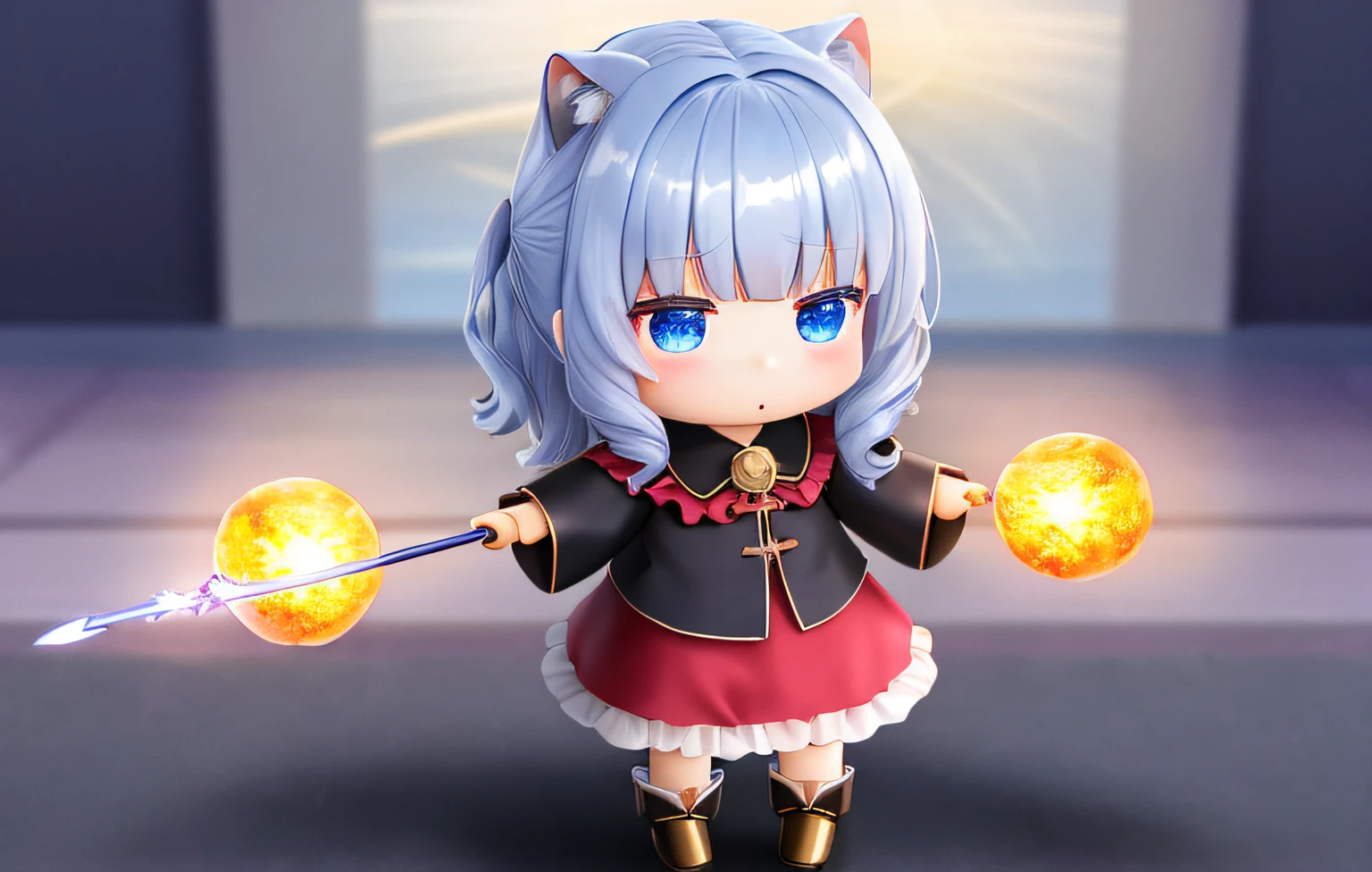 ruffle blouse,flared skirt,boots,Pop Mart Blind Box IP、Cute wizard doll closeup、Young One Angel Style、Wear longer, Dress fluently、Lop style、Poseline doll、Little people々々々々々々々々々々々々々々々々々々々々々々々々々。unreal enginee 5、Light 3D/C4D production: 8K HD quality/illuminating/Ultra-fine lens description 1.5、flawless、Chibi Background/Cinematic。Tuna bowl、macadamia、(((Sorcerer)))