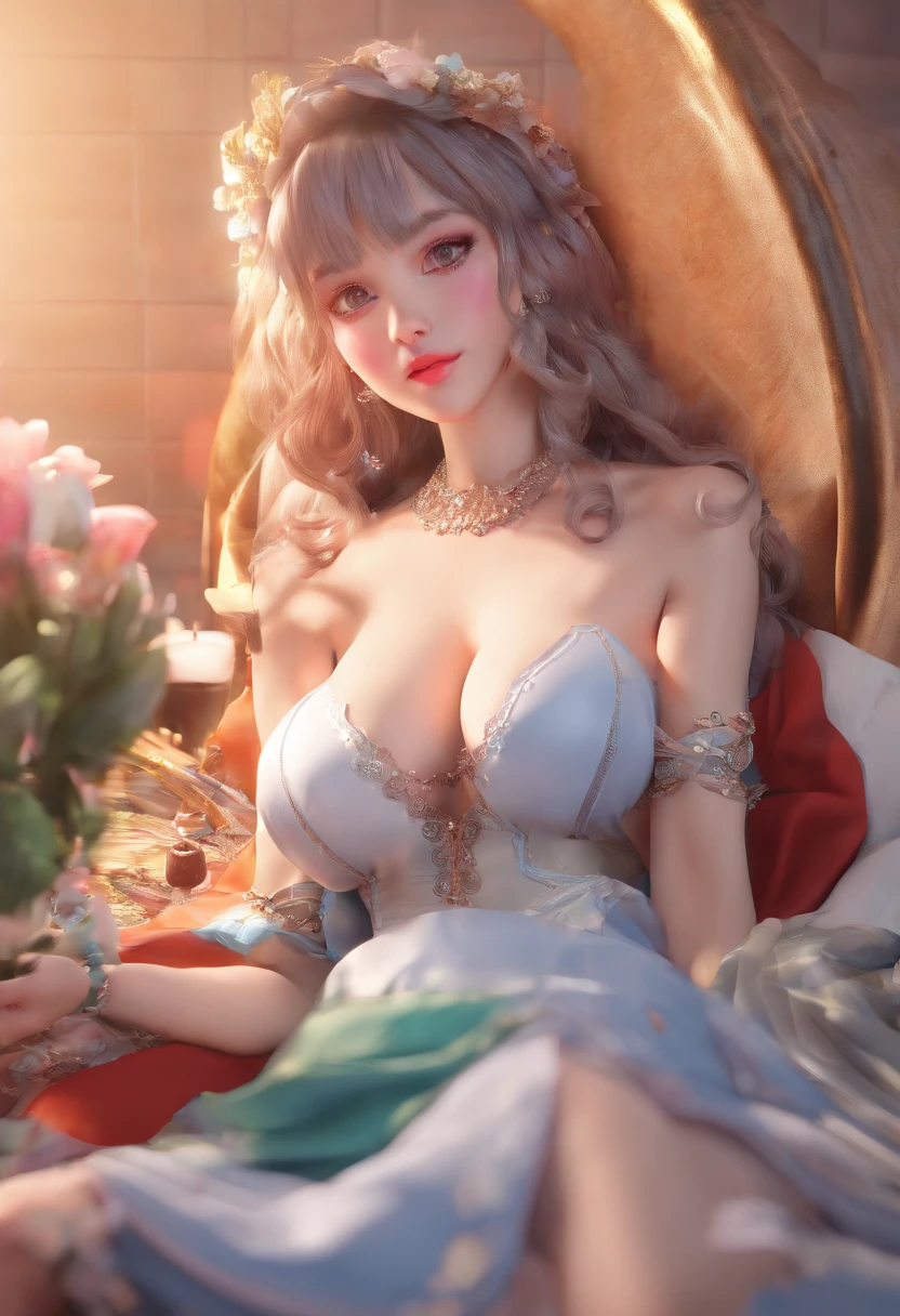 Masterpiece, Best quality, offcial art, Extremely detailed Cg Unity 8K wallpaper: 1.8) NSFW, , Breasts, Areola,,,