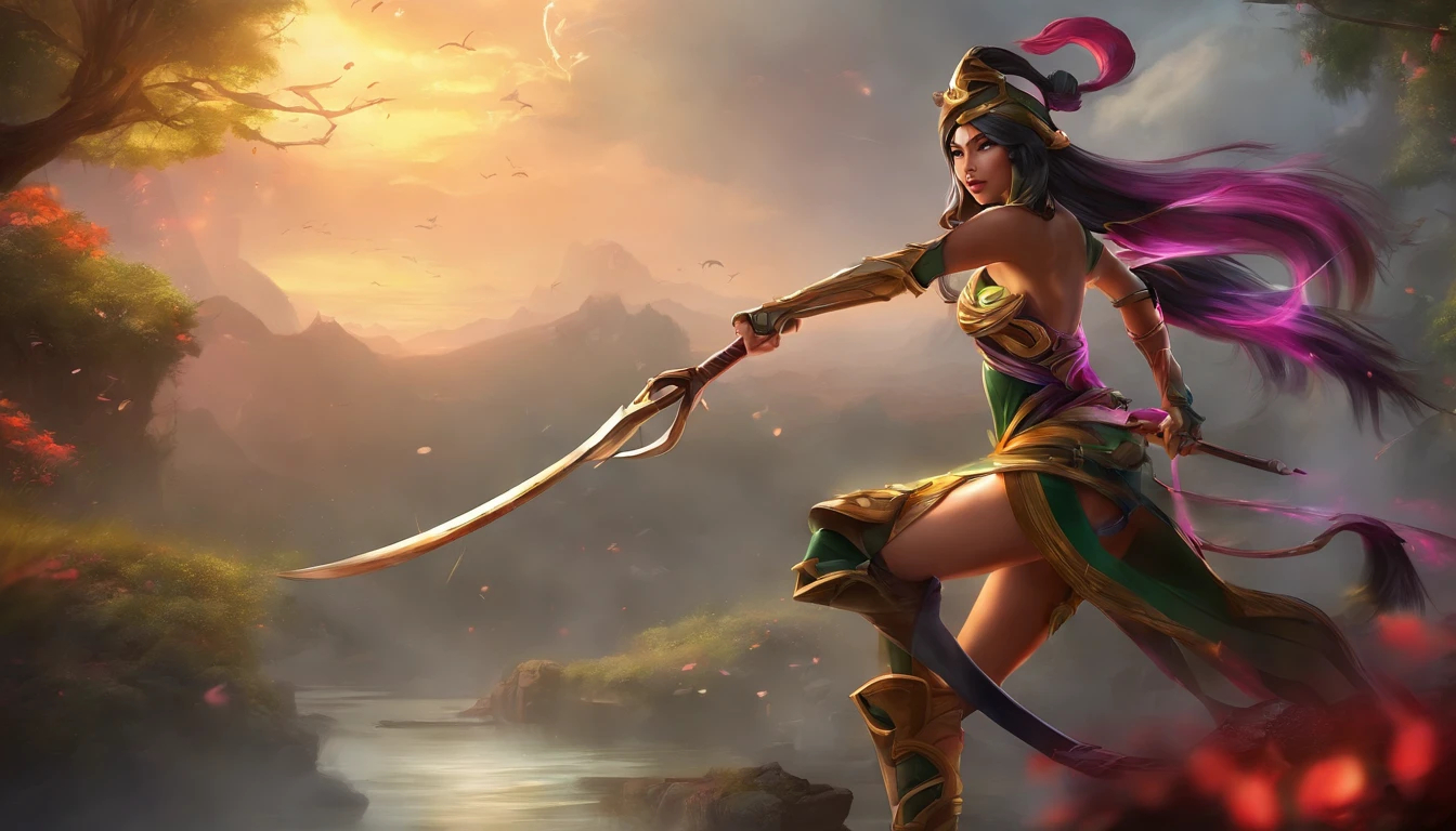 ((Akali de League of Legends, Ultra realista)), (((corpo inteiro))), ((perfect hands)), Usando a Arma Samurai, fundo antigo, elegante, gray and black smoke, atordoante, hyper realistic, octan render, surrounded by the effect of smoke and lightning, Estilo League of Legends, fundo antigo, elegante, deslumbrante, (papel de parede), arte conceitual, detalhes intrincados, altamente detalhado, ((cinemactic)), Dramatic, (mais alta qualidade, Concedido, obra-prima:1.5), (fotorrealista:1.5), fotografia, Realistic photo, Nikon, Luz Natural, 4k, highes definition, XF IQ4, 150MP, 50 millimeters, ISO 1000 Certification, 1/Anos 250, Luz Natural, Adobe Lightroom, photolab, Photographic Affinity, PhotoDirector 365,