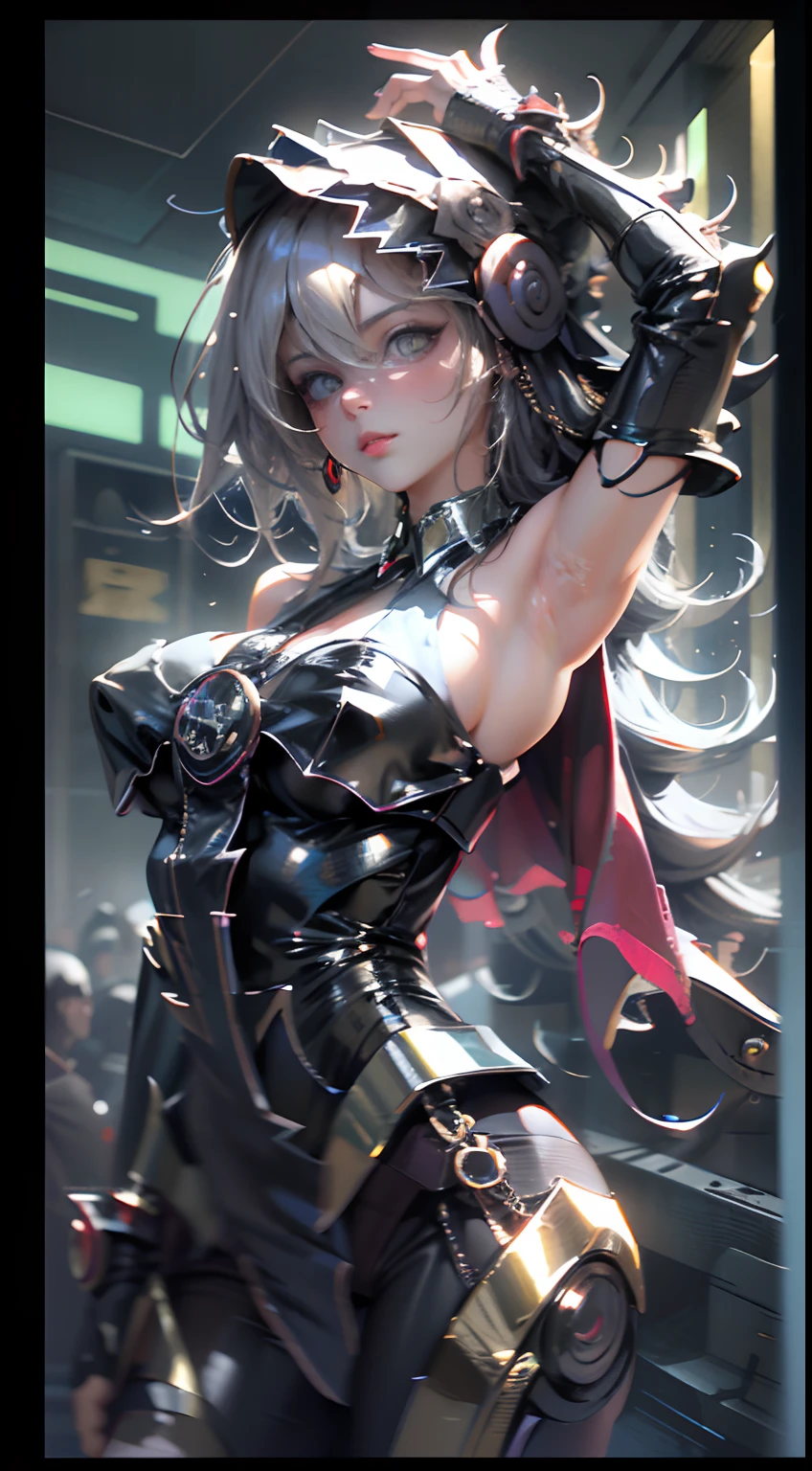 NSFW chica maga oscura, Cubierta de cristal, parte superior del cuerpo, Disparo lateral, Color alternativo, obra maestra, detailed illustration, realista, Pixiv Calidad superior, exquisito, {{{Linda 1chica Maga Oscura}}}, Super beauty merging with the machine, Elaborate shabby chic pattern, Mujer hermosa y brillante, Half of my body is made of machine, Cuerpo de vidrio transparente, The machine inside is transparent, cinematic lighting, Dynamic Angle, dynamic pose, Mundo de Cristal, profundidad de campo. Ara de magia al Fondo. Magical hearts