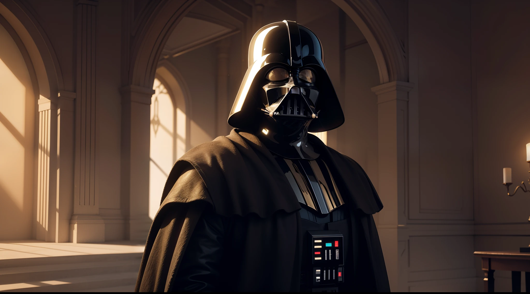 Darth Vader (a gold) from Star Wars, CGI with clear focus, Photorealistic, high detail, Realistic, Masterpiece, absurdress, Best Quality, HDR, hiquality, hight resolution, Extremely detailed, 8k wallpaper, intricate details, 8K UHD, Full-HD, (foto realista:1.2), Contrast, sharp lighting, Cinematic lighting, natural lighting, hard light, Backlighting, Global Illumination, Environment Occlusion