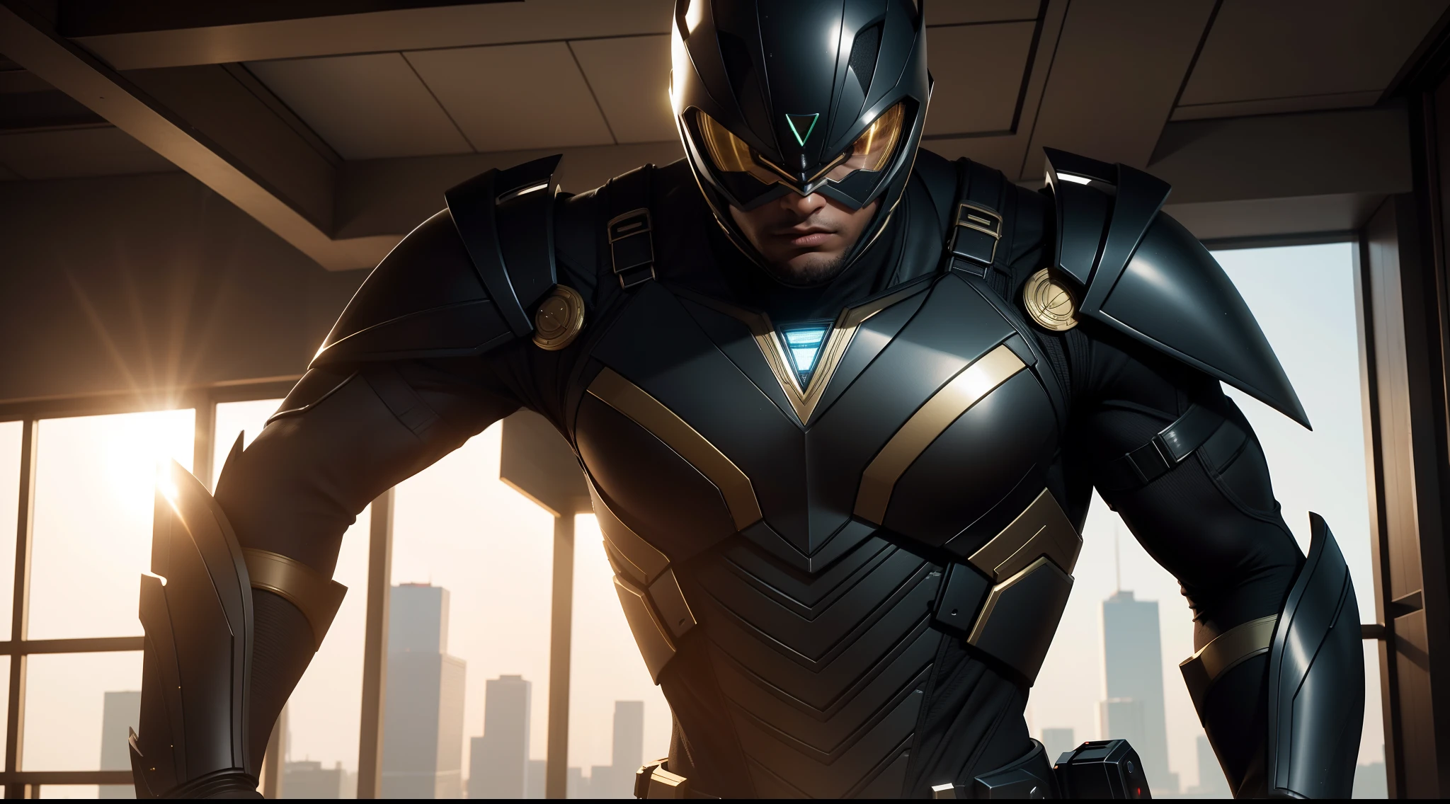 The Black Ranger from the Power Rangers, CGI with clear focus, Photorealistic, high detail, Realistic, Masterpiece, absurdress, Best Quality, HDR, hiquality, hight resolution, Extremely detailed, 8k wallpaper, intricate details, 8K UHD, Full-HD, (foto realista:1.2), Contrast, sharp lighting, Cinematic lighting, natural lighting, hard light, Backlighting, Global Illumination, Environment Occlusion