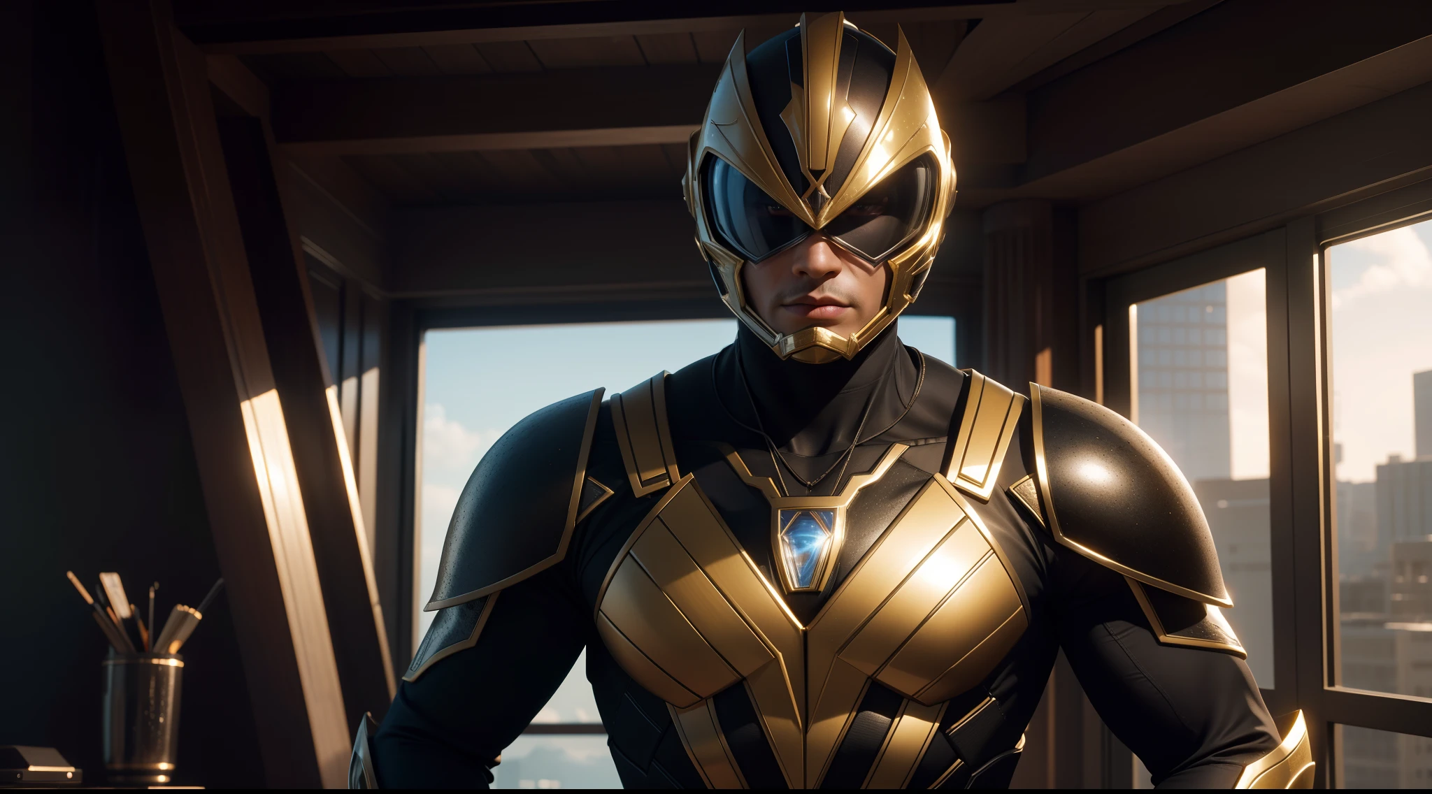 The Black Ranger from the Power Rangers, CGI with clear focus, Photorealistic, high detail, Realistic, Masterpiece, absurdress, Best Quality, HDR, hiquality, hight resolution, Extremely detailed, 8k wallpaper, intricate details, 8K UHD, Full-HD, (foto realista:1.2), Contrast, sharp lighting, Cinematic lighting, natural lighting, hard light, Backlighting, Global Illumination, Environment Occlusion