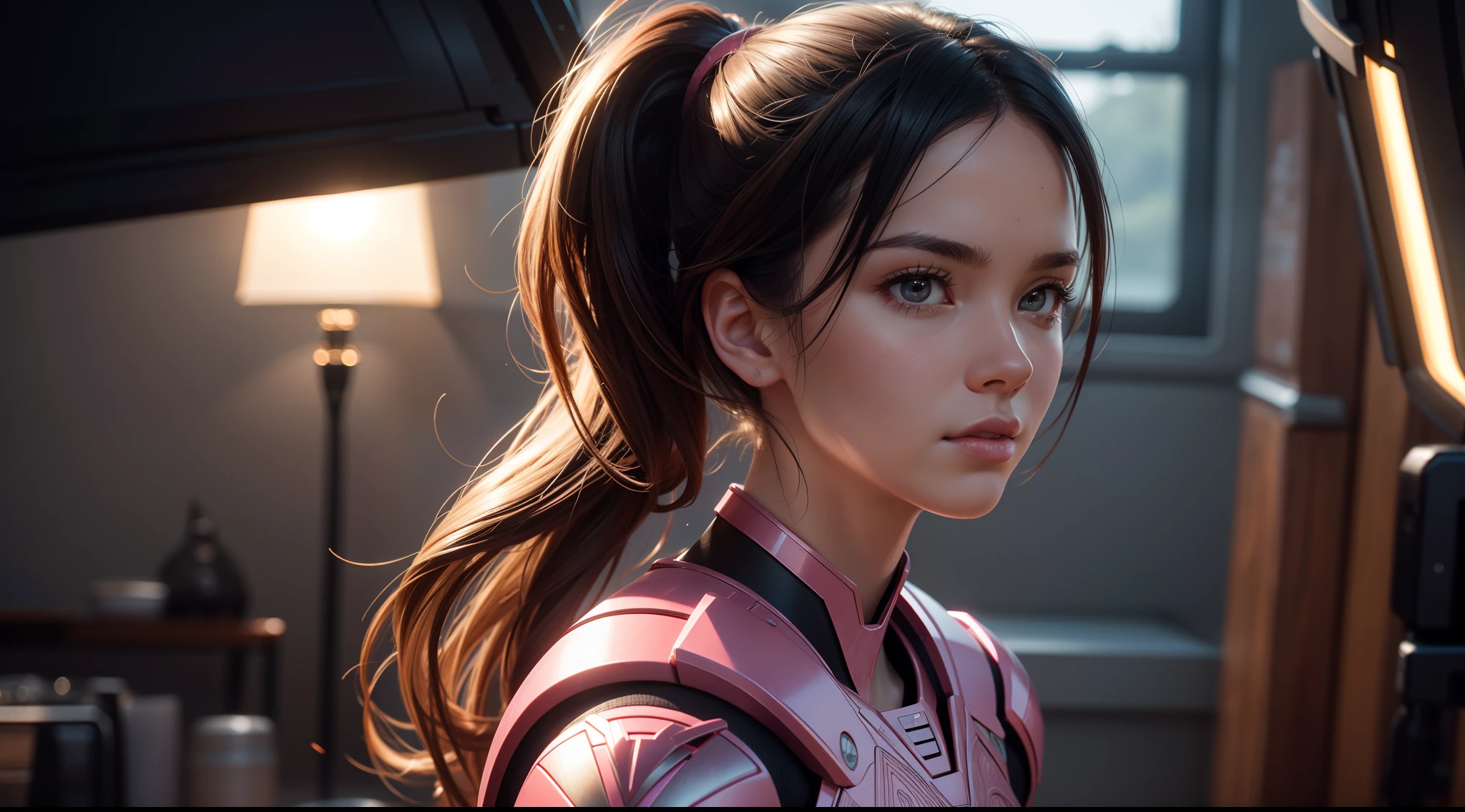 The Pink Ranger from Power Rangers, CGI with clear focus, Photorealistic, high detail, Realistic, Masterpiece, absurdress, Best Quality, HDR, hiquality, hight resolution, Extremely detailed, 8k wallpaper, intricate details, 8K UHD, Full-HD, (foto realista:1.2), Contrast, sharp lighting, Cinematic lighting, natural lighting, hard light, Backlighting, Global Illumination, Environment Occlusion