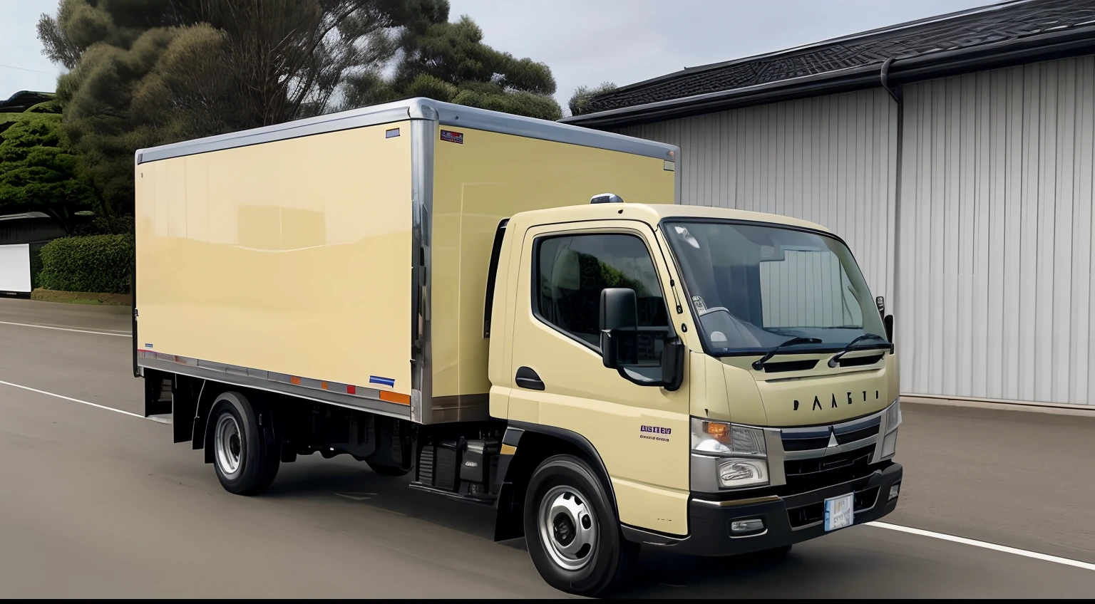 Masterpiece, hd, 1car, Mitsubishi, Mitsubishi canter, 2018, box truck, delivery truck, Japanese streets, yellow color