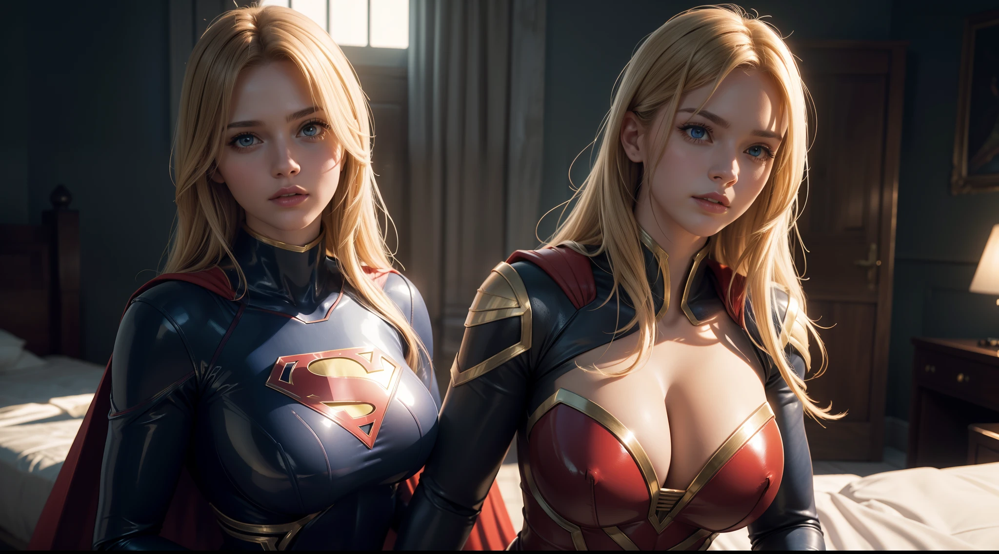 supergirl (really big huge tits, latex suit) от DC Comics, CGI with clear focus, Photorealistic, high detail, Realistic, Masterpiece, absurdress, Best Quality, HDR, hiquality, hight resolution, Extremely detailed, 8k wallpaper, intricate details, 8K UHD, Full-HD, (foto realista:1.2), Contrast, sharp lighting, Cinematic lighting, natural lighting, hard light, Backlighting, Global Illumination, Environment Occlusion