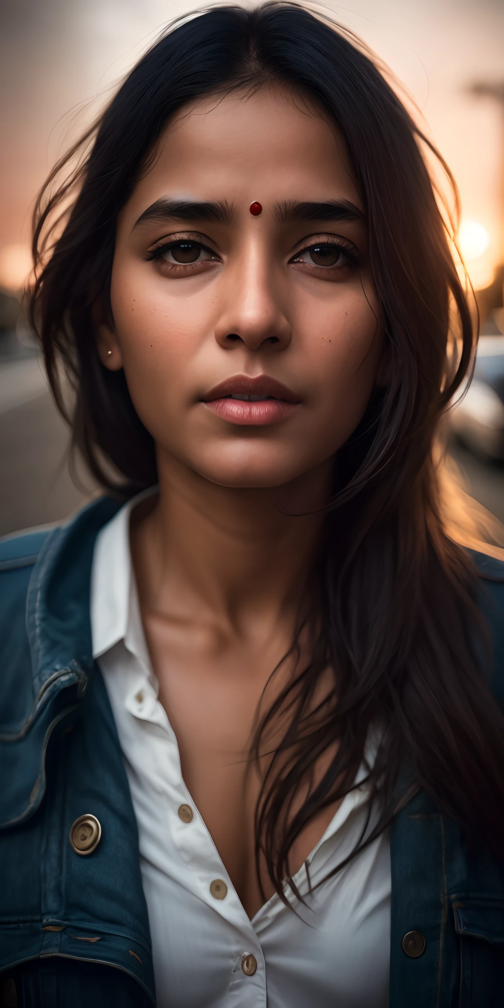 beautiful mature Indian college girl, fully , exposed , outside on busy road, ((slim, petite)), photorealistic, photo, masterpiece, realistic, realism, photorealism, high contrast, photorealistic digital art trending on Artstation 8k HD high definition detailed realistic, detailed, skin texture, hyper detailed, realistic skin texture, armature, best quality, ultra high res, (photorealistic:1.4),, high resolution, detailed, raw photo, sharp re, by lee jeffries nikon d850 film stock photograph 4 kodak portra 400 camera f1.6 lens rich colors hyper realistic lifelike texture dramatic lighting unrealengine trending on artstation cinestill 800,