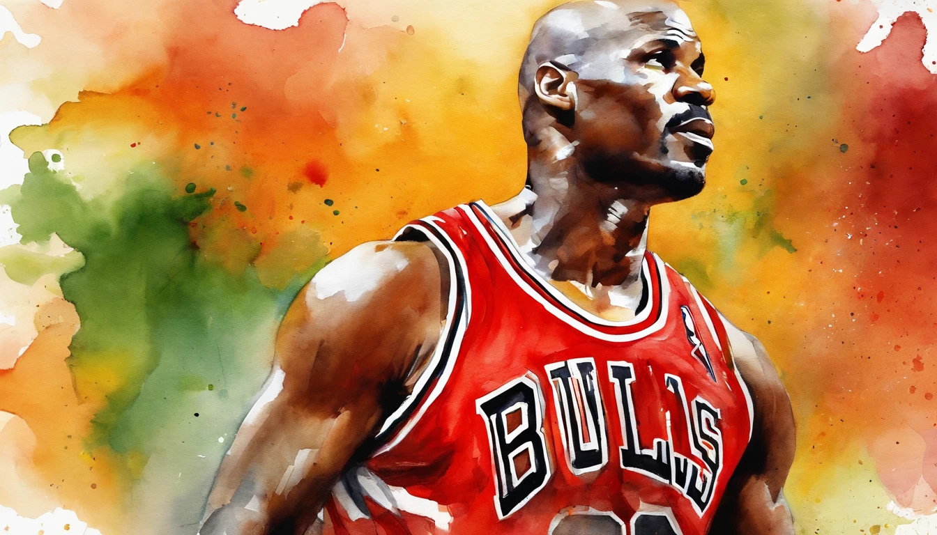 By bebebebebe, by spuydjeks, by buta99, by spikedmauler. muscular Michael Jordan, chicago bulls jersey, number 23, on a basketball court