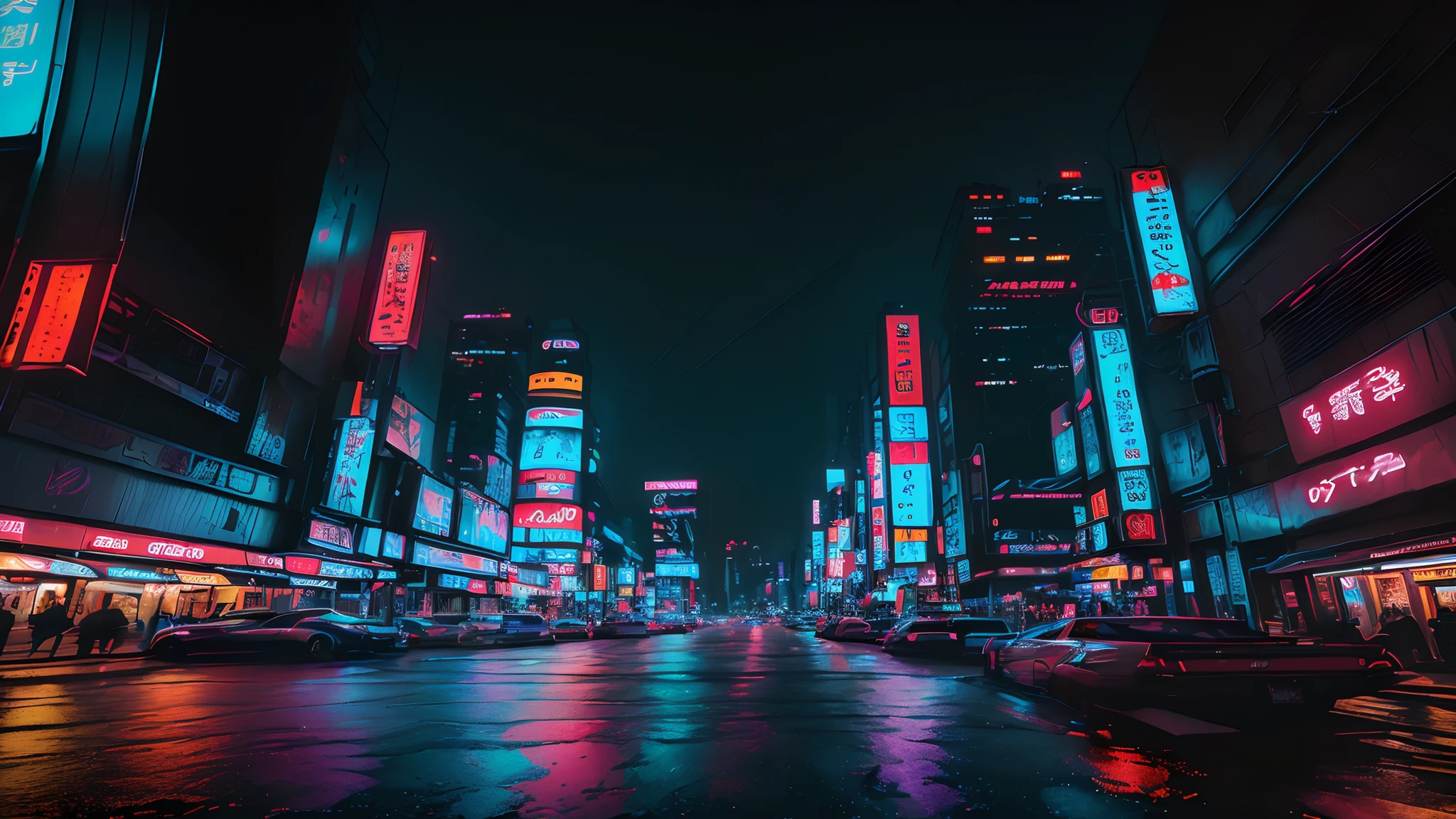 ((best quality)), ((masterpiece)), ((ultra realistic)), ((night time)), majestically detailed soft oil painting by jim lee, beautiful neon cyberpunk Tokyo, reflections, raining, crowded scifi city street, futuristic cars, night time, metallic, neon edge lighting, people, umbrellas, professional, skyscrapers, deep shadows, masterpiece, realistic, roughness, ultra realistic, photographed on a Canon EOS R5, 50mm lens, F/2.8, HDR, 8k resolution, highres, high detail, sharp focus, smooth, roughness, real life, photorealism, photography, 8k uhd,