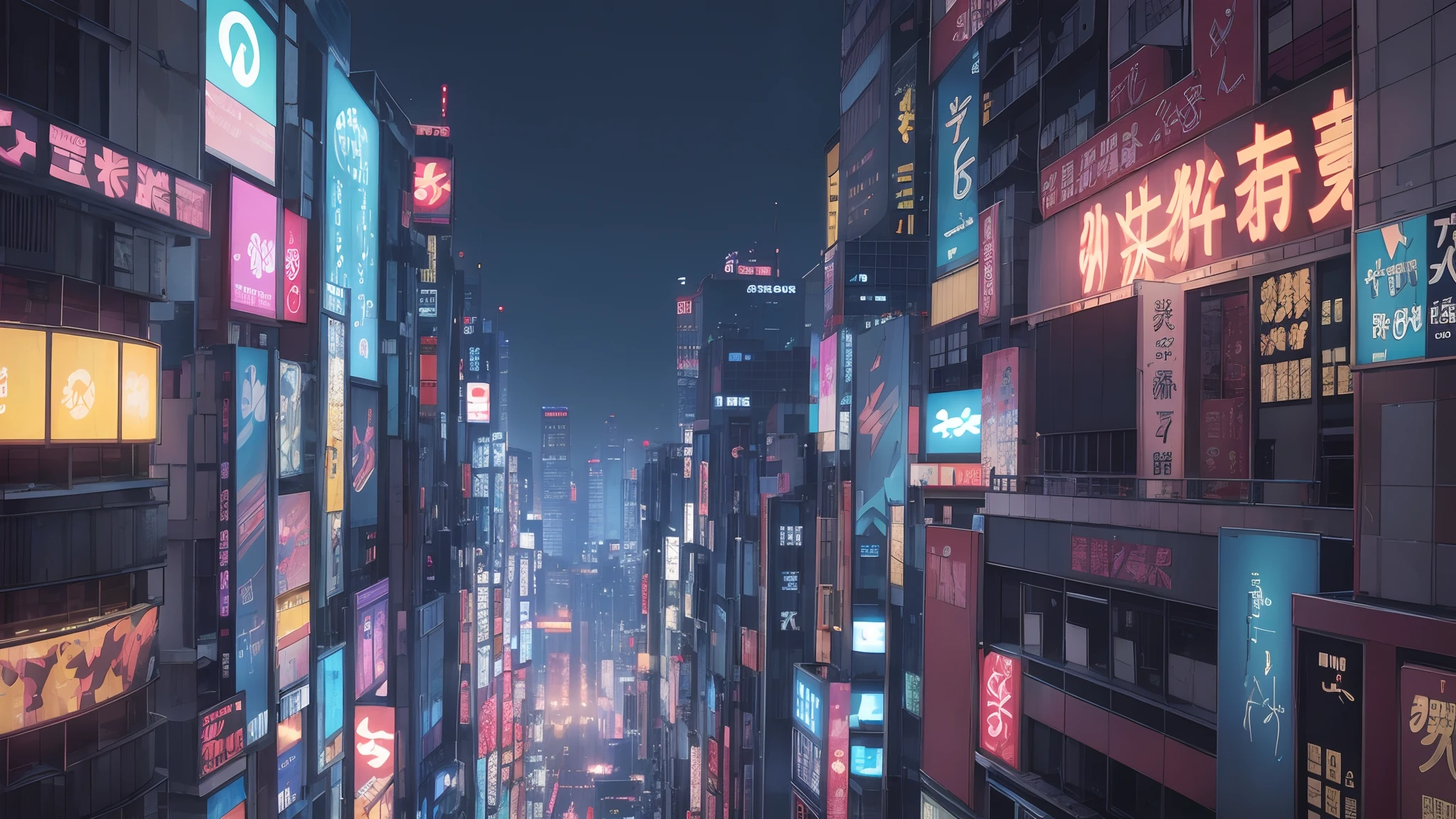 gorgeous masterpiece cityscape shot of cyberpunk tokyo at night, intricate details, neon, volumetric lighting, anime, shinjuku