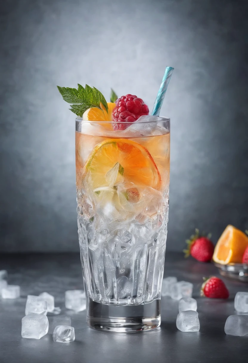 An ice cocktail, cinematic, professional photography, studio lighting, studio background, advertising photography, intricate details, hyper-detailed, ultra realistic, 8K UHD