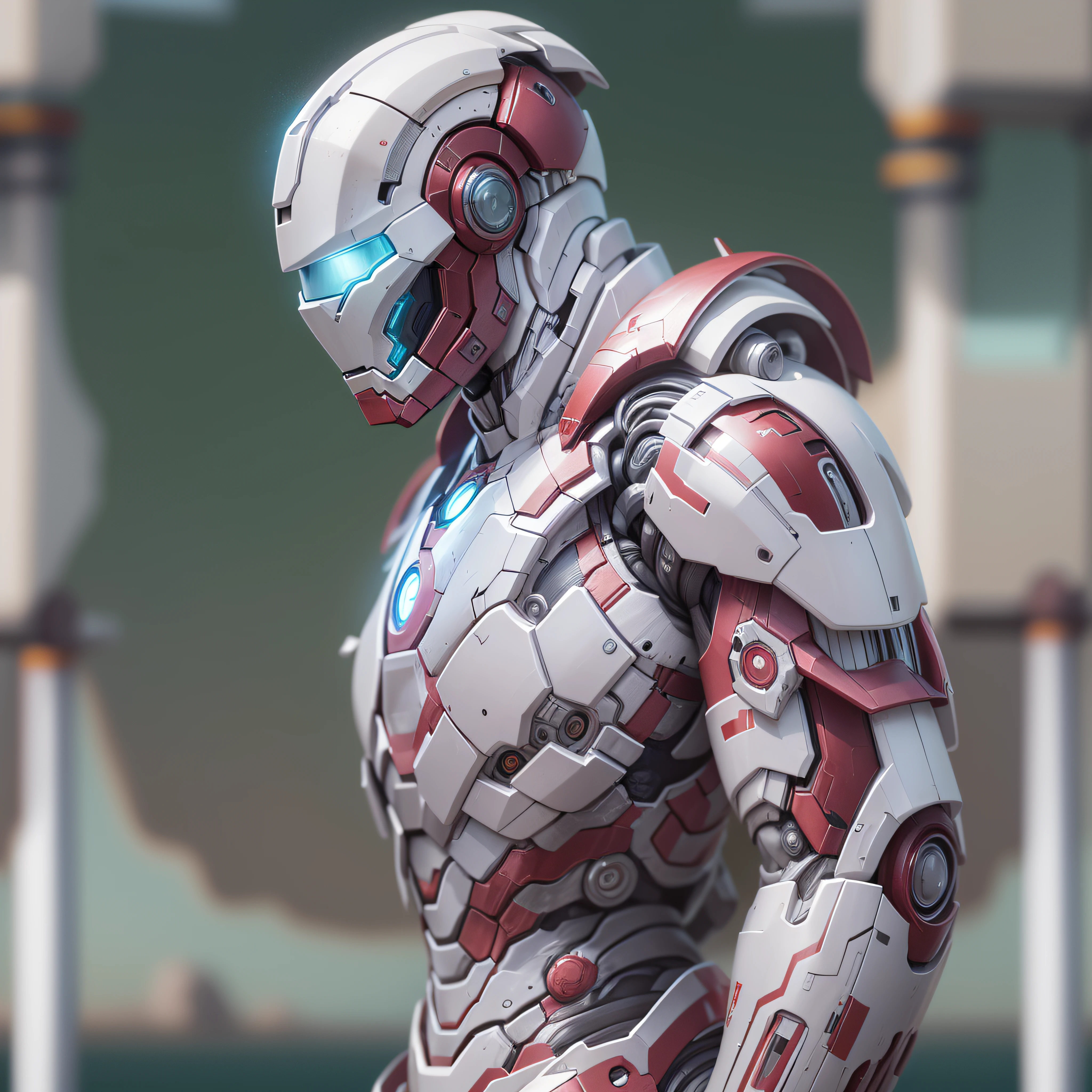 Superior Marvel's Iron Man photography, biomechanical, Complex Robot, Full growth, hyper realistic, Crazy little details, extremely clean lines, Cyberpunk aesthetic, Masterpiece featured at Zbrush Central. His armor is pure white titanium, a futuristic masterpiece of sci-fi, glowing under the soft studio light. The suit's details are meticulously designed, with a level of detail worthy of an ArtStation digital painting. The contrast of the armor with the sea and waves creates a very beautiful and elegant composition. The Nikon Z7 camera model has allowed capturing the minutest details, with its Nikon AF-S NIKKOR 70-200mm f/2.8E FL ED VR lens and configuration of f/4 aperture, 1/60 speed and ISO 200. The dramatic lighting and smooth, sharp focus are testament to the wonders that modern camera technology can achieve. The image has been processed with a –s 6000 rendering, resulting in a visually impressive finish –chaos 60 (aspect ratio 1:1) –w 1920 –h 1920, photo-realistic, octane render, unreal engine, ultra-realistic