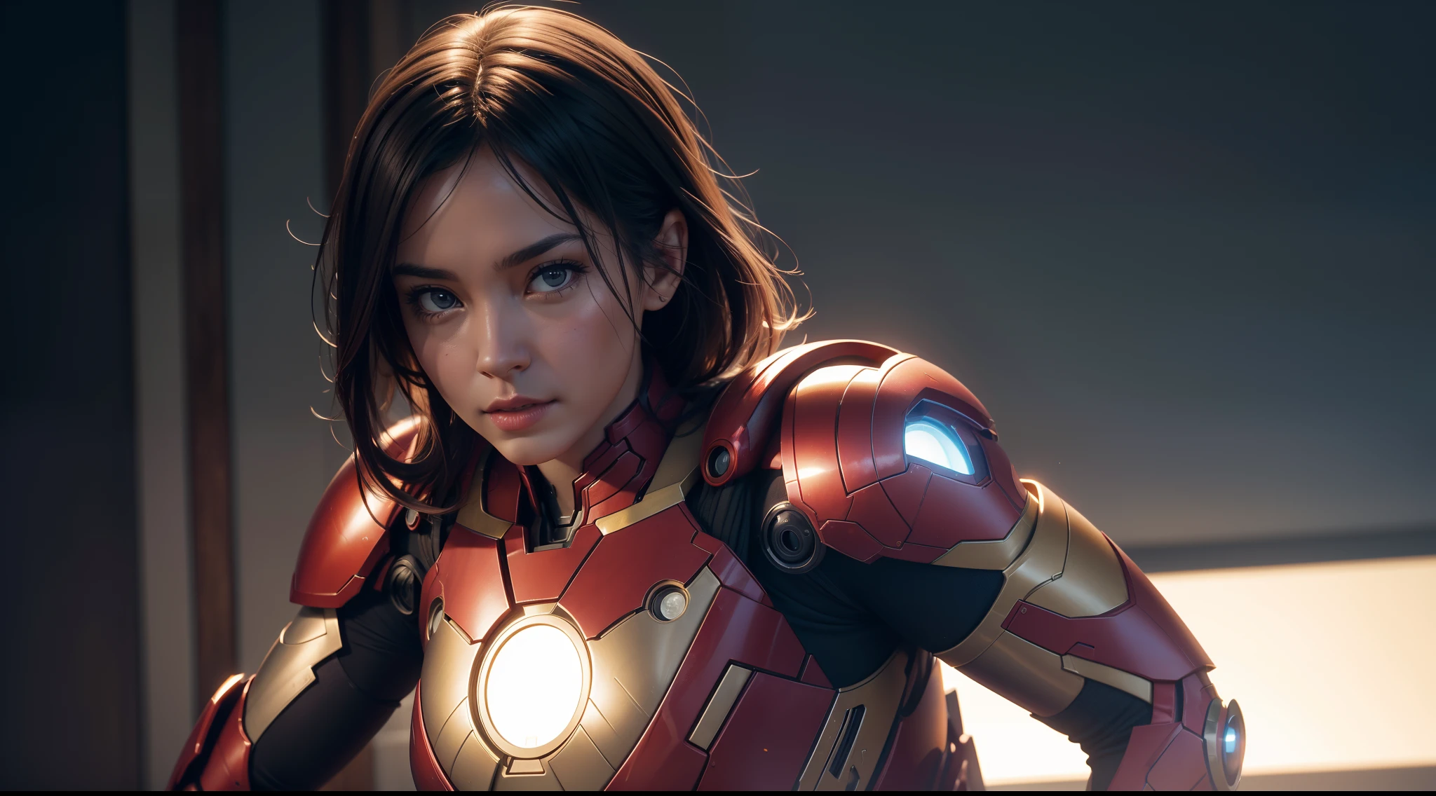 sexy woman (naked tits) in the Iron Man costume from Marvel Comics, CGI with clear focus, Photorealistic, high detail, Realistic, Masterpiece, absurdress, Best Quality, HDR, hiquality, hight resolution, Extremely detailed, 8k wallpaper, intricate details, 8K UHD, Full-HD, (foto realista:1.2), Contrast, sharp lighting, Cinematic lighting, natural lighting, hard light, Backlighting, Global Illumination, Environment Occlusion