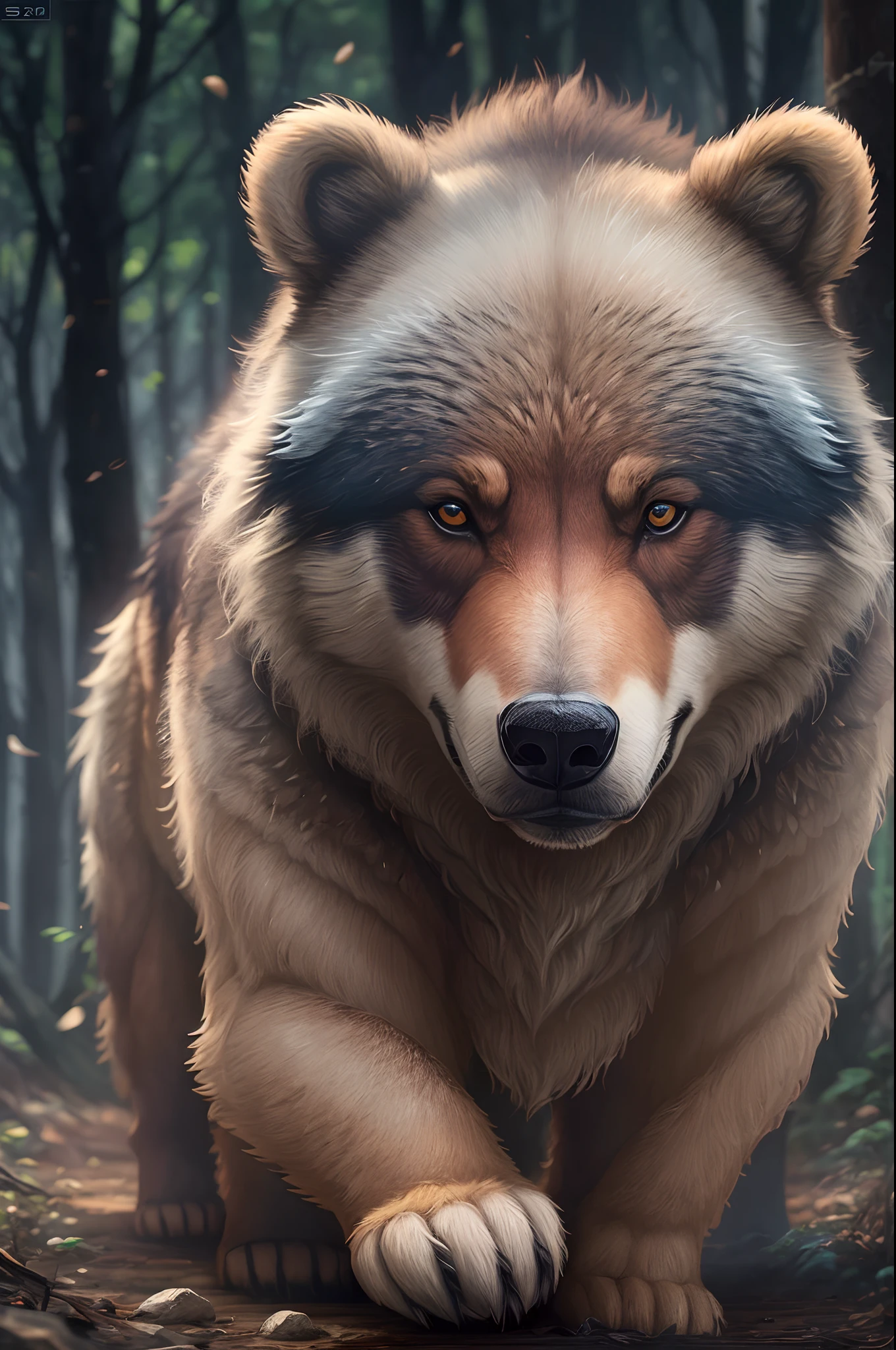 hybrid between bear and wolf, countless traces of both, full hd, 3d, ultra realistic, ultra detailed, hyper realism, highly extraordinary, rigidly, sesational, ultra sublime, ultra in-depth, hyper-accurate, very thorough, extremely particularized, rich in uniqueness, hyper-pragmatic, abundant in common sense --auto --s2