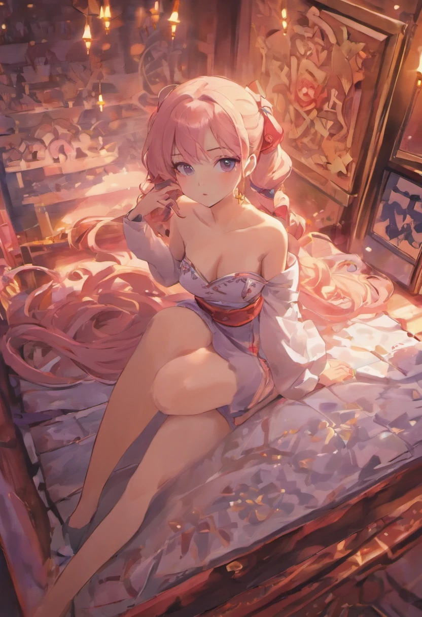 ((Best quality, 8K, Masterpiece :1.3)), Sharp focus :1.2, Korean sexy Barbie.((The king's concubine. Kingdom of Korea. with tattoos)) (Hanbok Korean traditional clothing ). Sleeping on the Bed. Nuances. Sad_mix4, 20 days,hyper realisitc:1.37),16K HD,