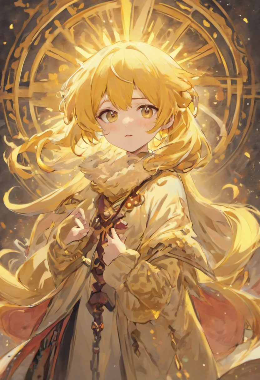 Young woman,Yellow hair, fluffy clothes and fluffy hat, fantasy character art, Awesome character art, Epic fantasy character art, hd fantasy art, epic exquisite character art, Realistic fantasy artwork, Fantasy Woman, Epic fantasy art style HD, fantasy character, digital fantasy art), fantasy style art, detailed fantasy art, high quality fantasy art, fantasyoutfit, Digital 2D fantasy art