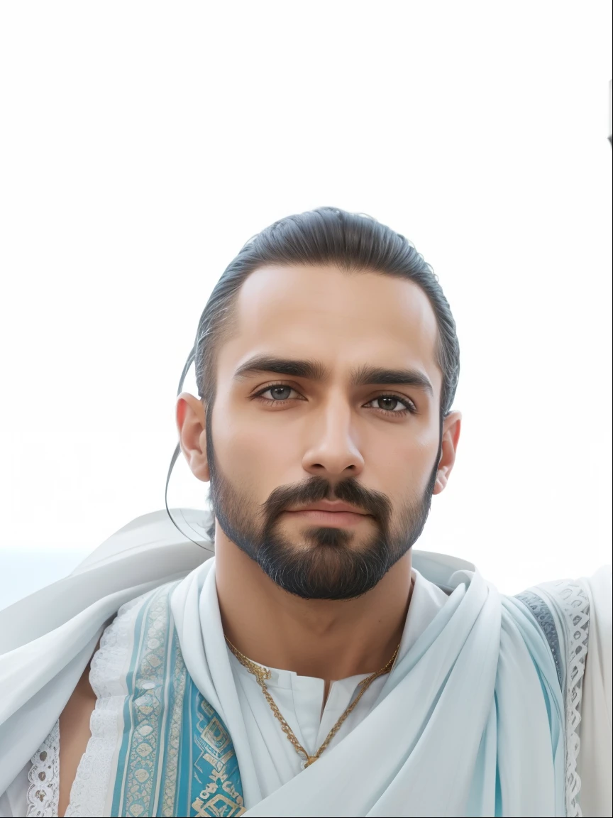 Homem macho, roupa branca, Blusa branca decente, heavens, celestial, Olho realista, olhos detalhados, olhar piedoso, Olhar forte, Rosto detalhado, boca normal, boca detalhada, renderizado, fotorrealista, Ultra HD | | |, 4k, 8k, 16k, alta resolução, imagem 8k, Textura 8k,texturas detalhadas, cores detalhadas, Sombras realistas, sombras detalhadas, decente, long tunic, barba grande, Barba Judeu, Homem, macho, hebraico, cores detalhadas, nitidez detalhada, Ultra HD | |, Texturas realistas, contraste detalhado, 8k, sem turbante, without a hat, cabelo bem cortado, cabelo militar, cabelo preto natural, 8k, barba completa, barba grande, barba sem falha, barba bonita, Medium Size Beard, sem tatuagem, sem colares, sem brinco, sem colar, barbara Jesus, Barba detalhada, HD, 8K HD,