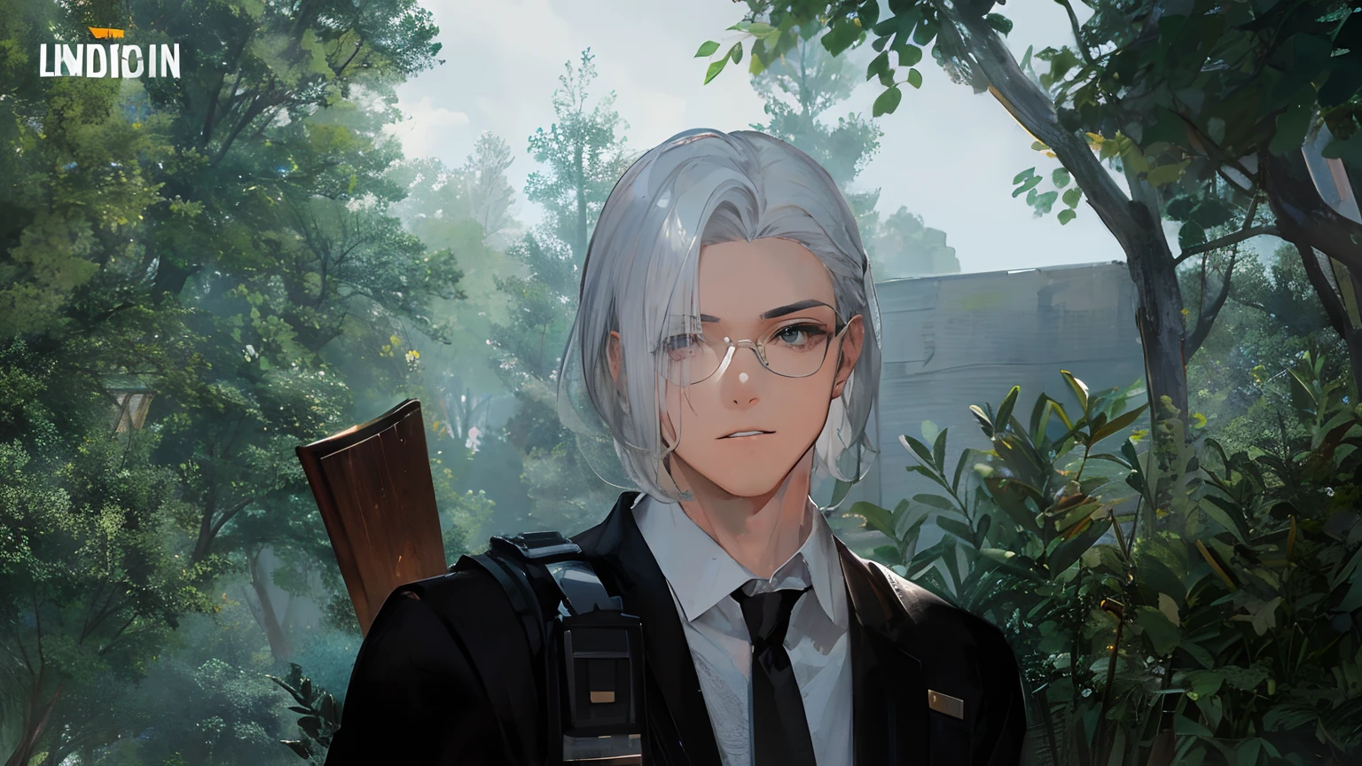 +A cool young man with white hair in a stylish suit and tie,+ vibrant lighting, clear eyeglass