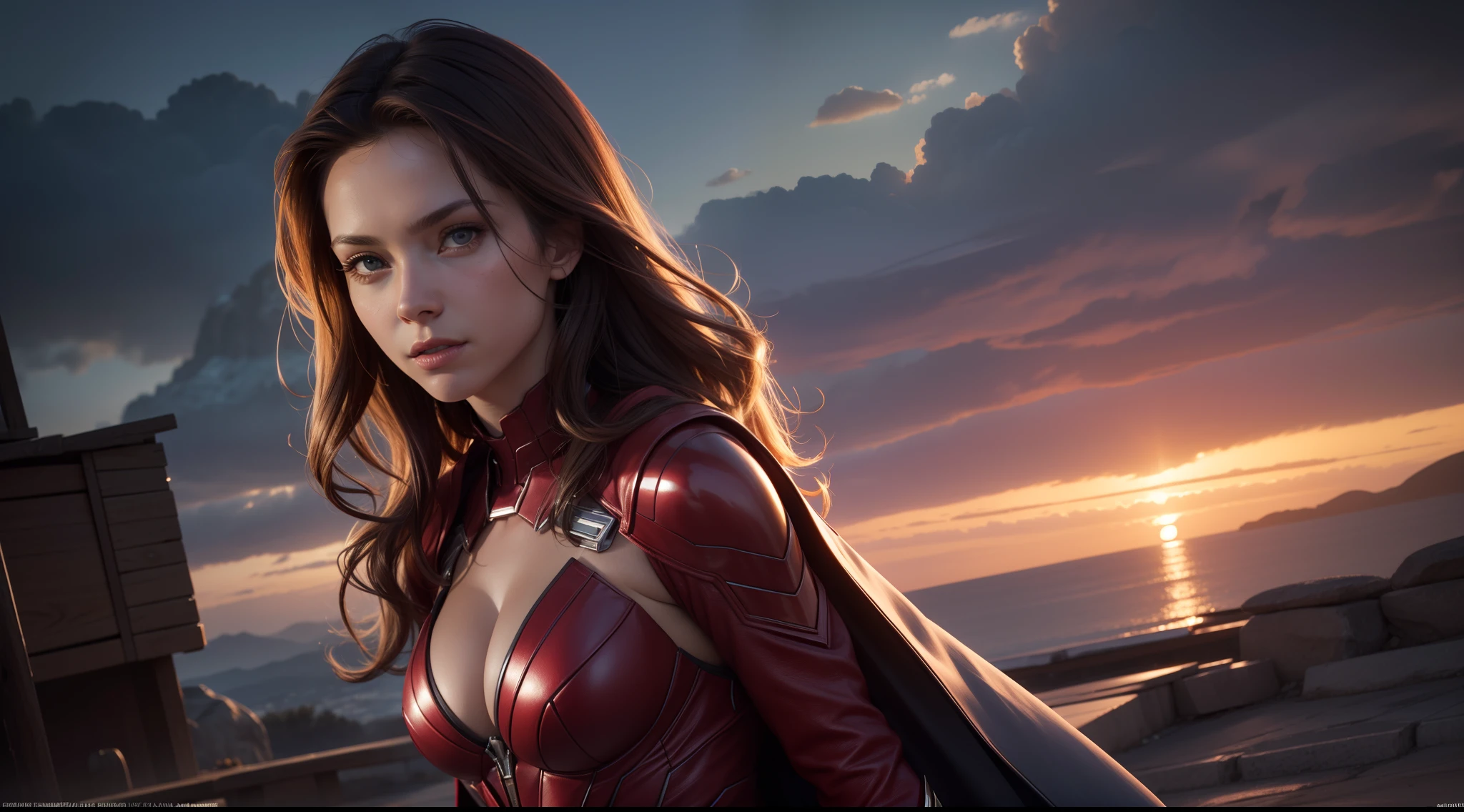 Sexy Scarlet Witch (tetas grandes) от Marvel Comics, CGI with clear focus, Photorealistic, high detail, Realistic, Masterpiece, absurdress, Best Quality, HDR, hiquality, hight resolution, Extremely detailed, 8k wallpaper, intricate details, 8K UHD, Full-HD, (foto realista:1.2), Contrast, sharp lighting, Cinematic lighting, natural lighting, hard light, Backlighting, Global Illumination, Environment Occlusion