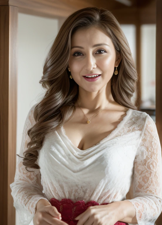 masterpiece,best quality, (one milf), ((portrait:1.5)), ((look down, looking at the viewer)), makeup, elegant blouse, wavy hair, ((open mouth)),
