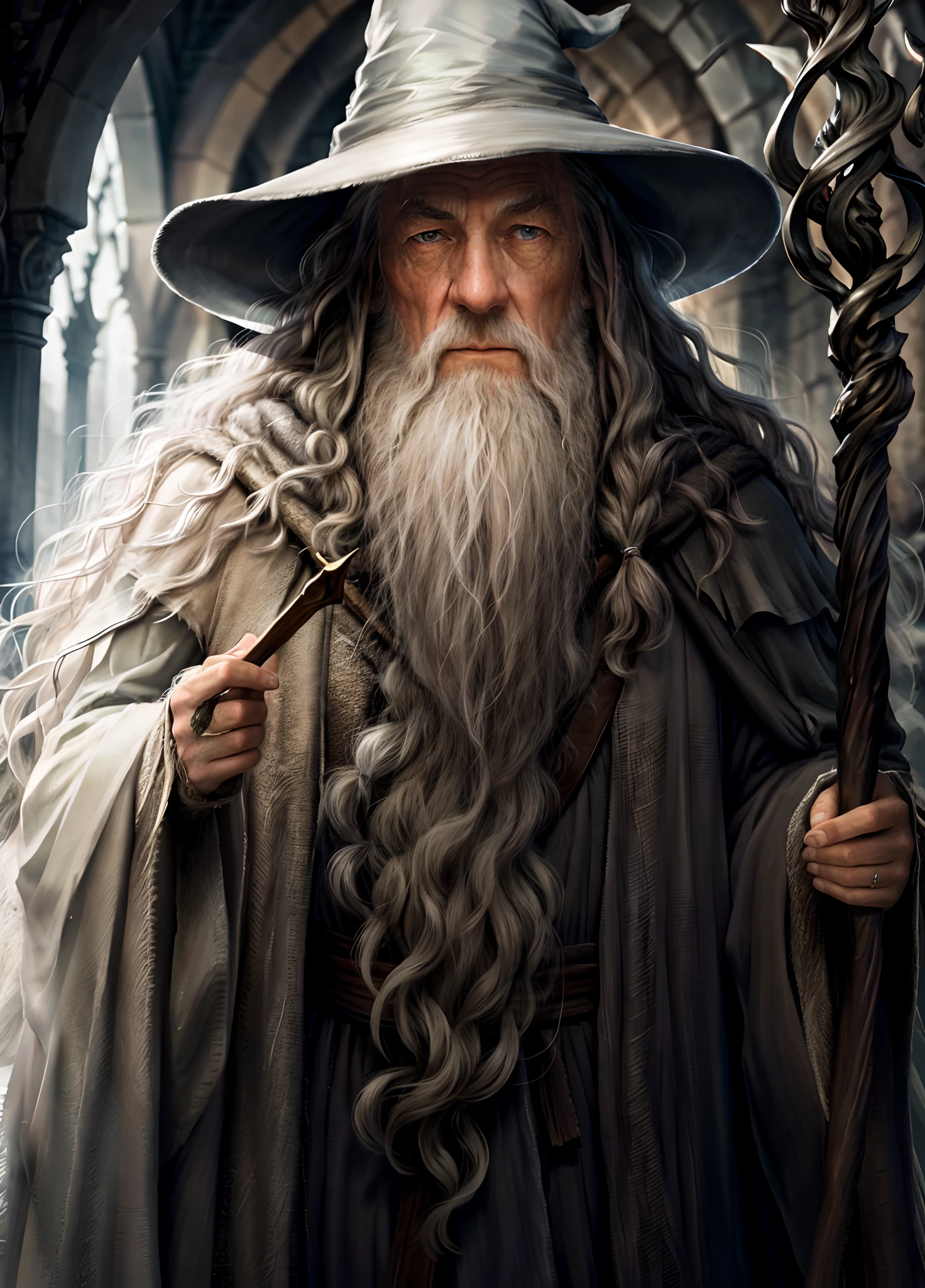 gandalf, wise, Wizard, high contrast, (natural skin texture, hyperrealism, soft light, sharp),