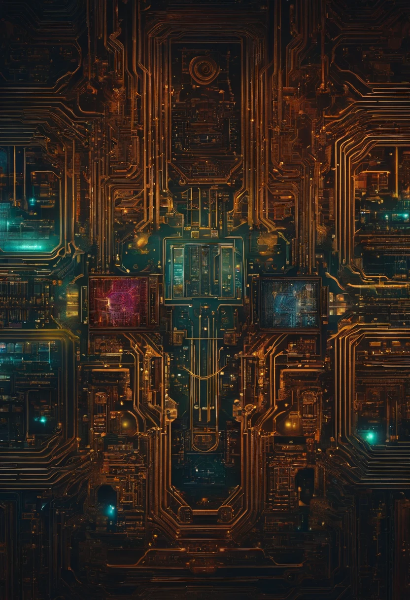 An image that shows the beauty of artificial intelligence, including symbols and circuits that overlap with an impressive palette of vibrant and captivating colors.