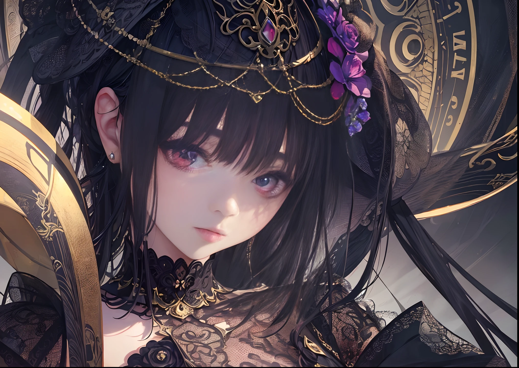 (masterpiece),((top-quality)),(offcial art),(Beautiful and indulgent:1.2),(1girl in:1.3),((The upper part of the body:1.2)),small tits ,((Beautuful Women)),breasts are small、bob cuts、BREAK,Beautiful woman in gothic dress,Detailed drawing。Vibrant colors。colourfull、highestdetailed ((ultra-detailliert)),(Highly detailed 2D illustrations),((Extremely delicate and beautiful))Super Detail