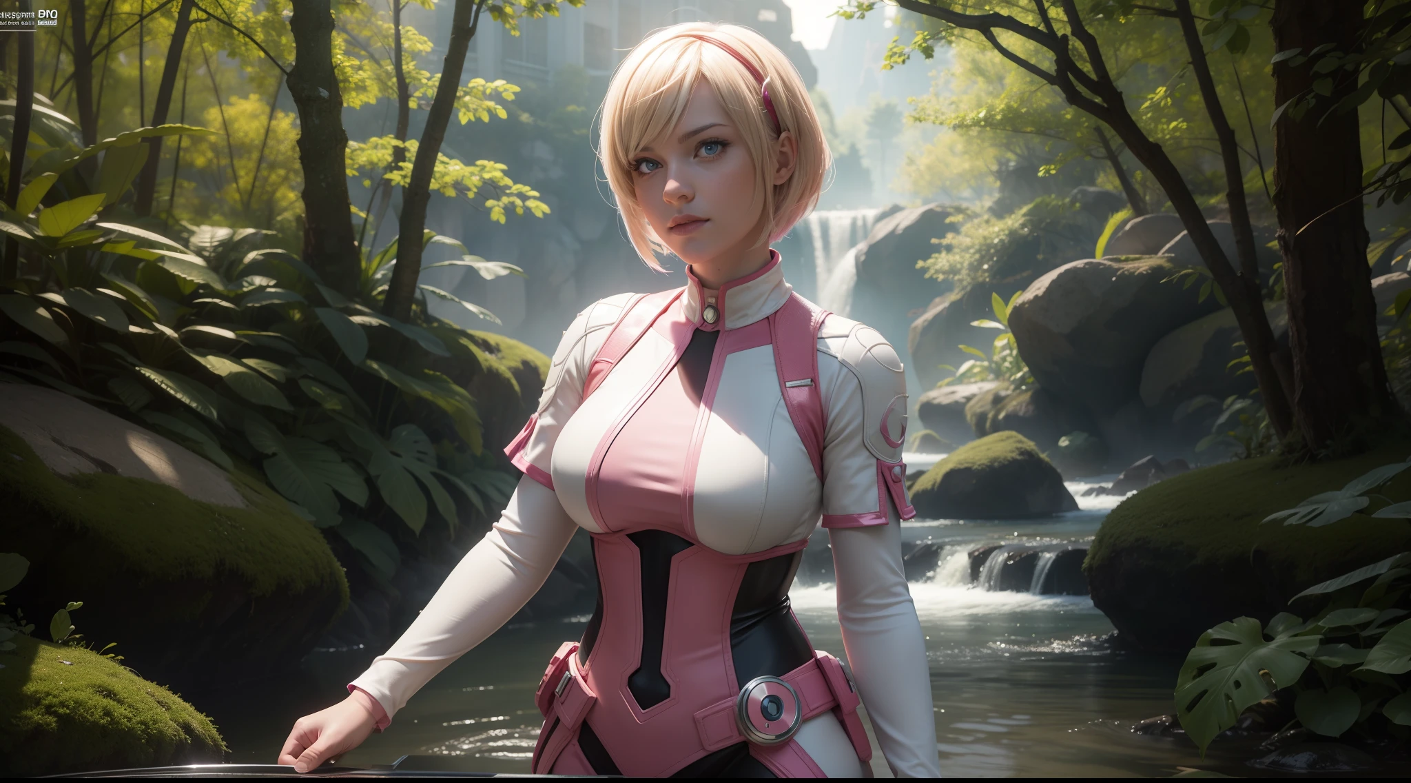 Gwenpool , CGI with clear focus, Photorealistic, high detail, Realistic, Masterpiece, absurdress, Best Quality, HDR, hiquality, hight resolution, Extremely detailed, 8k wallpaper, intricate details, 8K UHD, Full-HD, (foto realista:1.2), Contrast, sharp lighting, Cinematic lighting, natural lighting, hard light, Backlighting, Global Illumination, Environment Occlusion