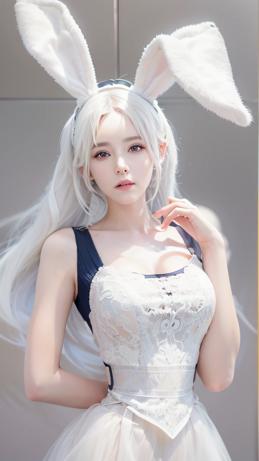 8k, best quality, intricate details, super details, super high resolution, masterpiece, random angles, slim, smile, (complements: 0.4), (fluffy blue eyes: 1.21), big blue eyes, looking at viewer, ((full body)), 1 girl, alone, 1 girl, (( full body)), close up shot, , (((high ))), (((slim face))), sharp face, sharp eyes, (((white hair, very long hair, ))), (detailed face), sharp face, small lips, ((angel wings)), ((see-through dress, nude)), detailed face, detailed breasts, , large breasts, ass detail, , beautiful girl with slender abs accentuated 1.4, Six Pack Abs: 1.4, bust botox, large, perfect body, leg detail, (( in heaven)), 18 years old, looks much younger than her age