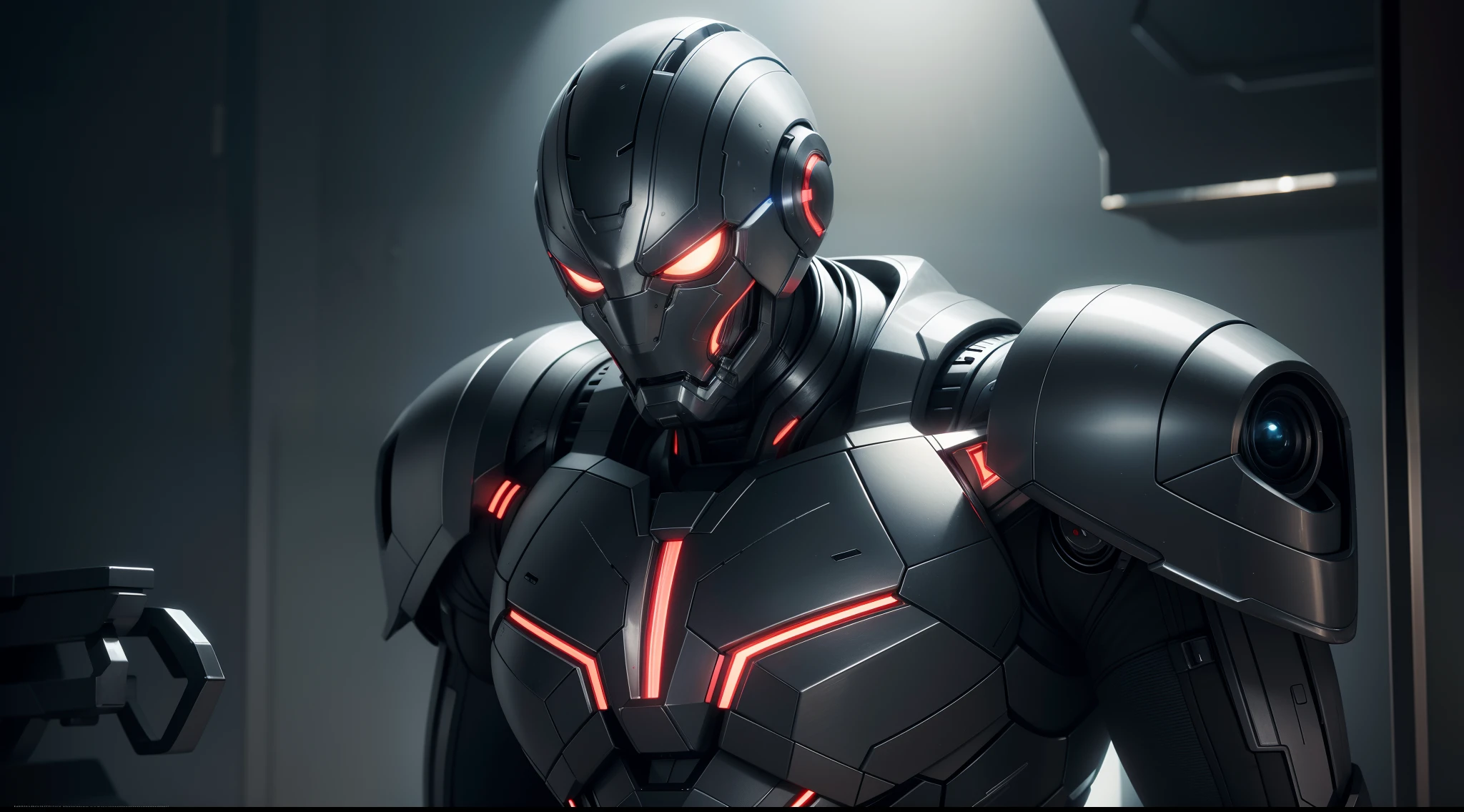 Ultron from Marvel Comics, CGI with clear focus, Photorealistic, high detail, Realistic, Masterpiece, absurdress, Best Quality, HDR, hiquality, hight resolution, Extremely detailed, 8k wallpaper, intricate details, 8K UHD, Full-HD, (foto realista:1.2), Contrast, sharp lighting, Cinematic lighting, natural lighting, hard light, Backlighting, Global Illumination, Environment Occlusion