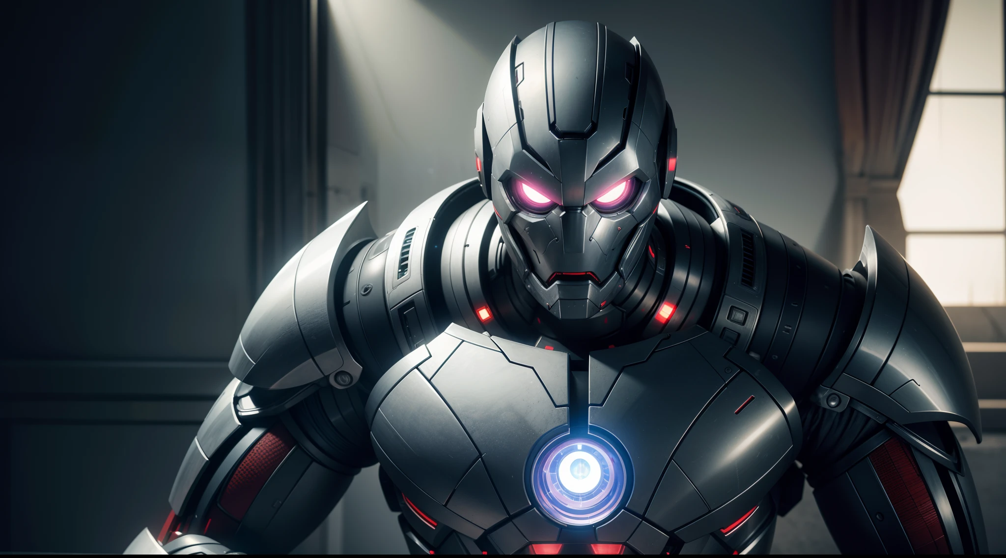 Ultron from Marvel Comics, CGI with clear focus, Photorealistic, high detail, Realistic, Masterpiece, absurdress, Best Quality, HDR, hiquality, hight resolution, Extremely detailed, 8k wallpaper, intricate details, 8K UHD, Full-HD, (foto realista:1.2), Contrast, sharp lighting, Cinematic lighting, natural lighting, hard light, Backlighting, Global Illumination, Environment Occlusion