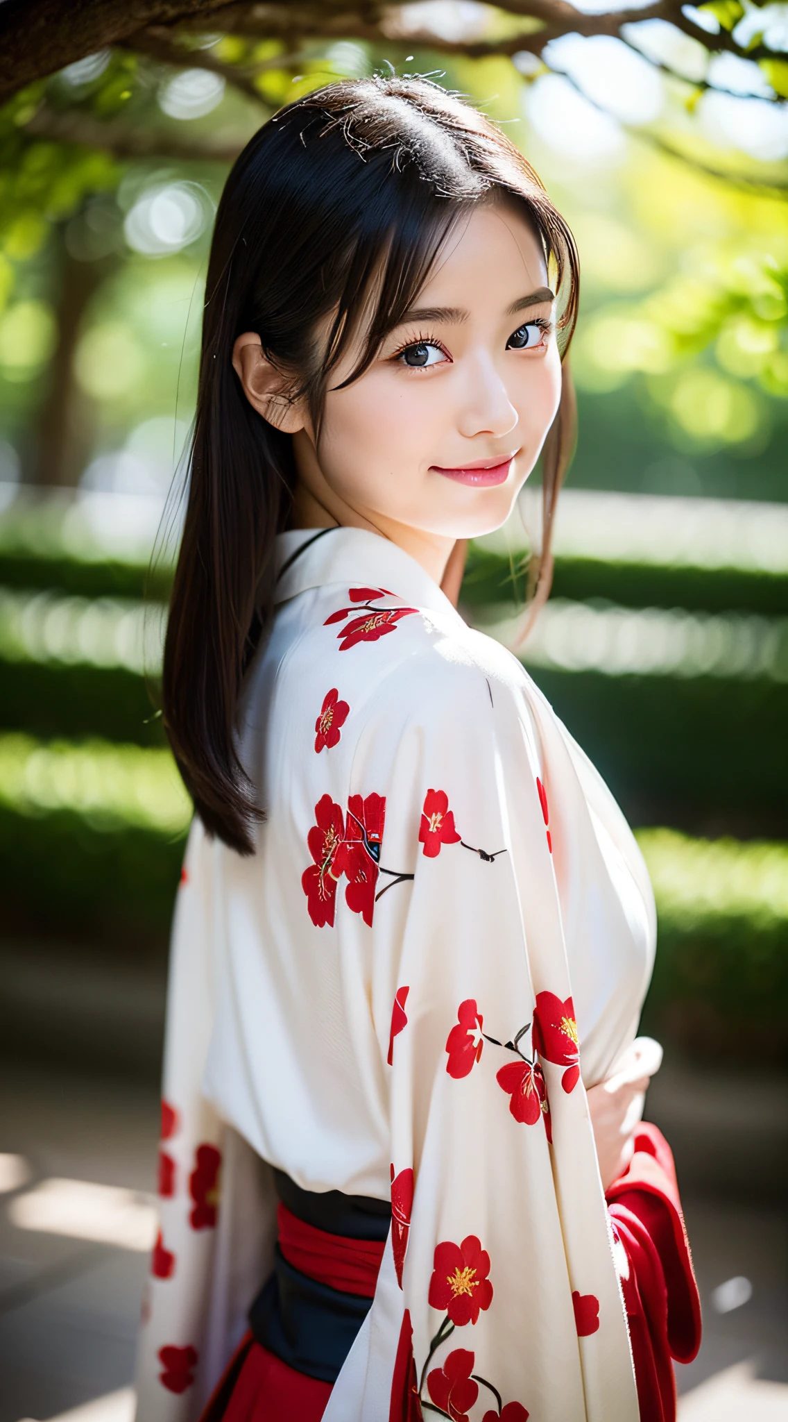 (((32k,high detal,high-detail、masterpiece,Attention to detail,full body Esbian,独奏))),Raw photo & realistic atmosphere,beautiful dark blue eyes,Detailed mouth,Glossy lips,Detailed eyebrows,Eyes drawn in detail with soft white skin that shines with every detail、Very beautiful eyes with azure eyes,Detailed lips、Very beautiful face,Very well-formed face、Lifelike face,shiny beautiful lips,Beautiful eyebrows,Infinite reality, Realistic Young Gravure Idol,Very cute high school girl, , Young Sensual Gravure Idol, Young Gravure Idol, extremely beautiful and cute17-year-old beautiful girl with pointed Japan samurai,with a flushed face,Incredibly beautiful and classy17 year old beautiful girl,natural soft light,(Black shiny hair,,bare-legged,Samurai kimono and black hakama,Beautiful kind eyes:1.5),(youthfulness,knifes,Blatant breasts,Thighs protruding from hakama,Gentle smile,well-shaped breasts,,Immature body,Japan samurai kimono,Japanese style berry shorthair,Hang your hair high and tie it into one,Beautiful posture,posterior view,facing back,no-makeup,woman samurai,woman swordsman,Influence of Shinsengumi,Looking into the distance,Japanese pattern haori,cleavage of the breast,Wrap a chimakiki on your head,no-bra,Kimono comes off:1.6)