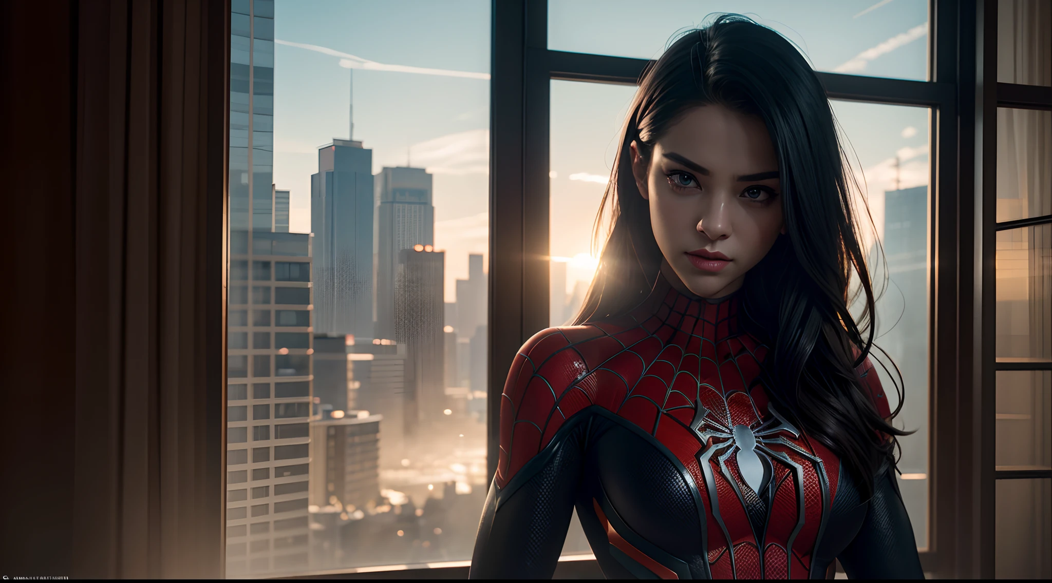 Spider-Girl
CGI с четким фокусом, Photorealistic, high detail, Realistic, Masterpiece, absurdress, Best Quality, HDR, hiquality, hight resolution, Extremely detailed, 8k wallpaper, intricate details, 8K UHD, Full-HD, (foto realista:1.2), Contrast, sharp lighting, Cinematic lighting, natural lighting, hard light, Backlighting, Global Illumination, Environment Occlusion