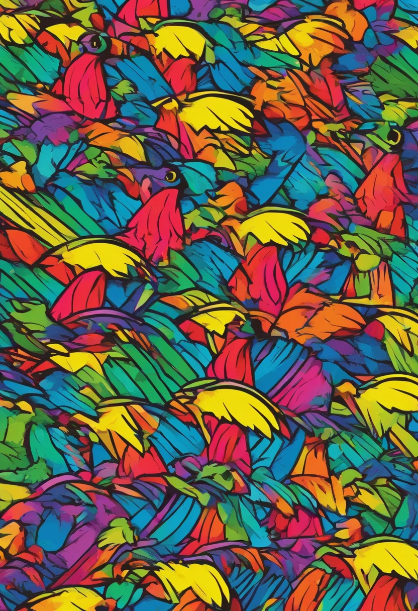 Fang Blade, Lorikeet, rainbow colors, blades of rainbow slashing, fangs, best quality, masterpiece