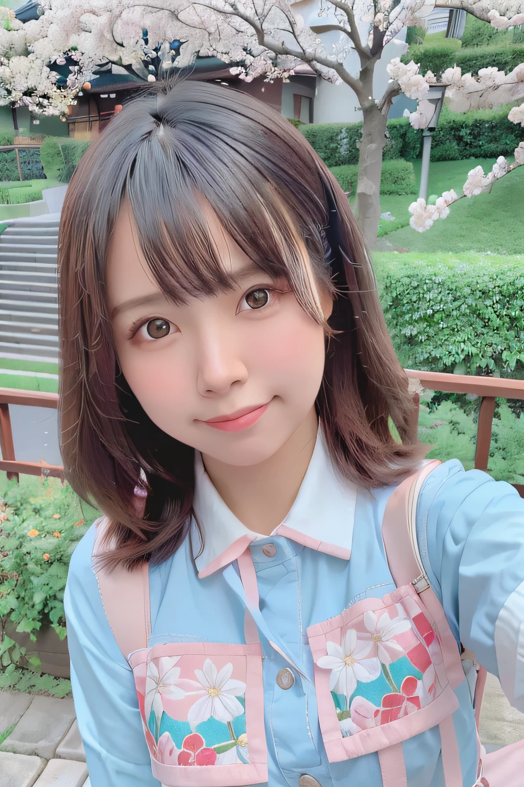 best quality, ultra high res, (photorealistic:1.4),blush,cute,(detailed face),light smile, 
looking at viewer,
upper body, japanese clothes, 
sunny,river,(cherry blossoms),blue sky,