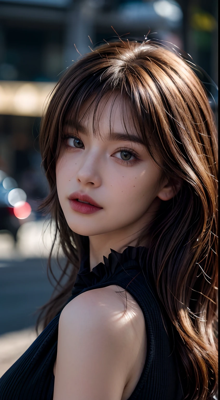 best quality, masterpiece, 1girl, Beautiful face, (photo realistic:1.3), rim lighting, (high detailed skin:1.2), 8k uhd, dslr, high quality, high resolution, 4k, 8k, Bokeh, absurdres, best ratio four finger and one thumb, (realistic:1.3), violent girl, wearing red formal blazer,Crazy muscular arms