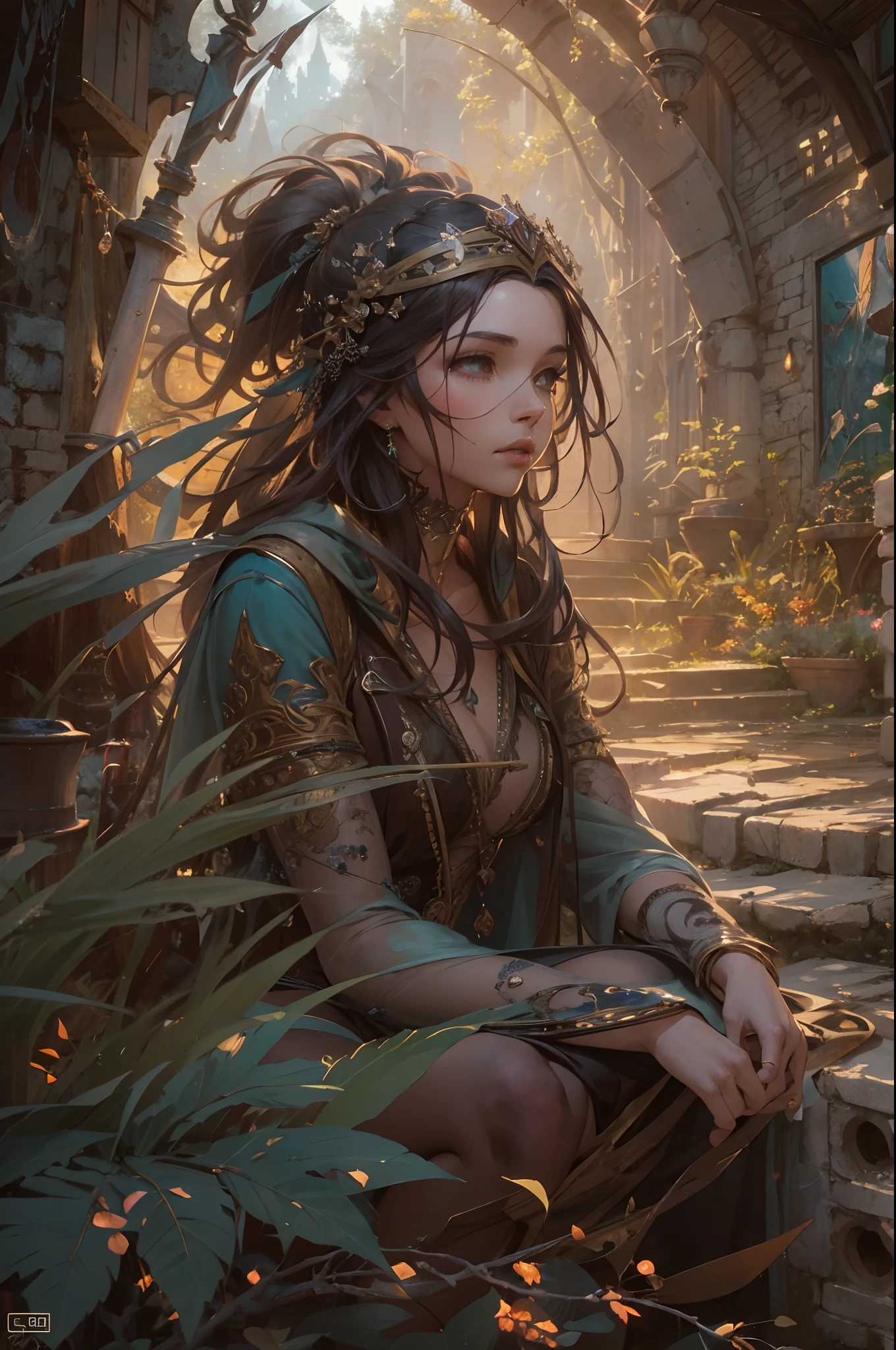 "(by Greg Rutkowski: 1.2), (masterpiece), ((best quality)), extremely delicate and beautiful, illustration, dynamic lighting, (fantasy landscape), A mesmerizing fantasy landscape with enchanting elements blending seamlessly. ((magical portal between world opened)), A sense of tranquility and wonder fills the air, inviting exploration and discovery. Providing a distant view that captures the grandeur and atmosphere. From Brian Froud and Carne Griffiths and Wadim Kashin and John William Waterhouse, 8K post-production, high resolution, ((highly detailed)), depth of field, HDR, intricate, (no human)"
