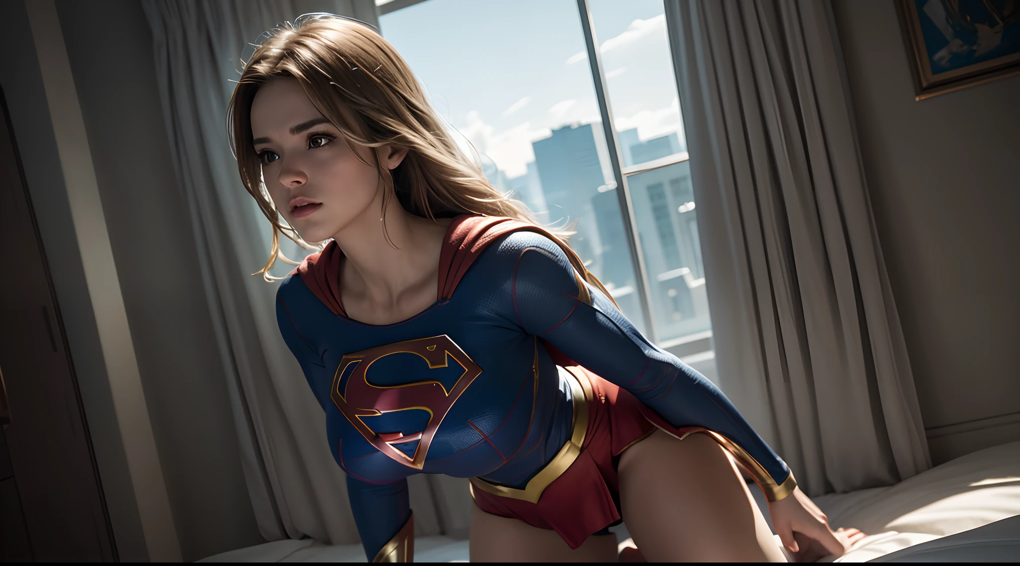 Supergirl (really big huge tits)
CGI with clear focus, Photorealistic, high detail, Realistic, Masterpiece, absurdress, Best Quality, HDR, hiquality, hight resolution, Extremely detailed, 8k wallpaper, intricate details, 8K UHD, Full-HD, (foto realista:1.2), Contrast, sharp lighting, Cinematic lighting, natural lighting, hard light, Backlighting, Global Illumination, Environment Occlusion