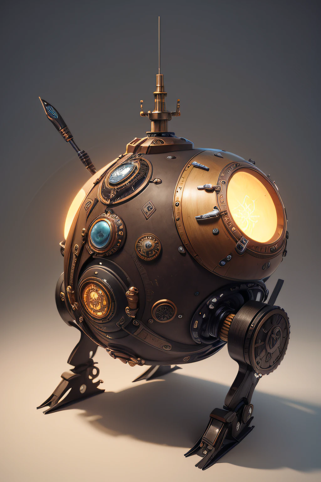 A concept of an organic robotic device, projeto steampunk, detalhes intrincados, scientific, altamente detalhado,