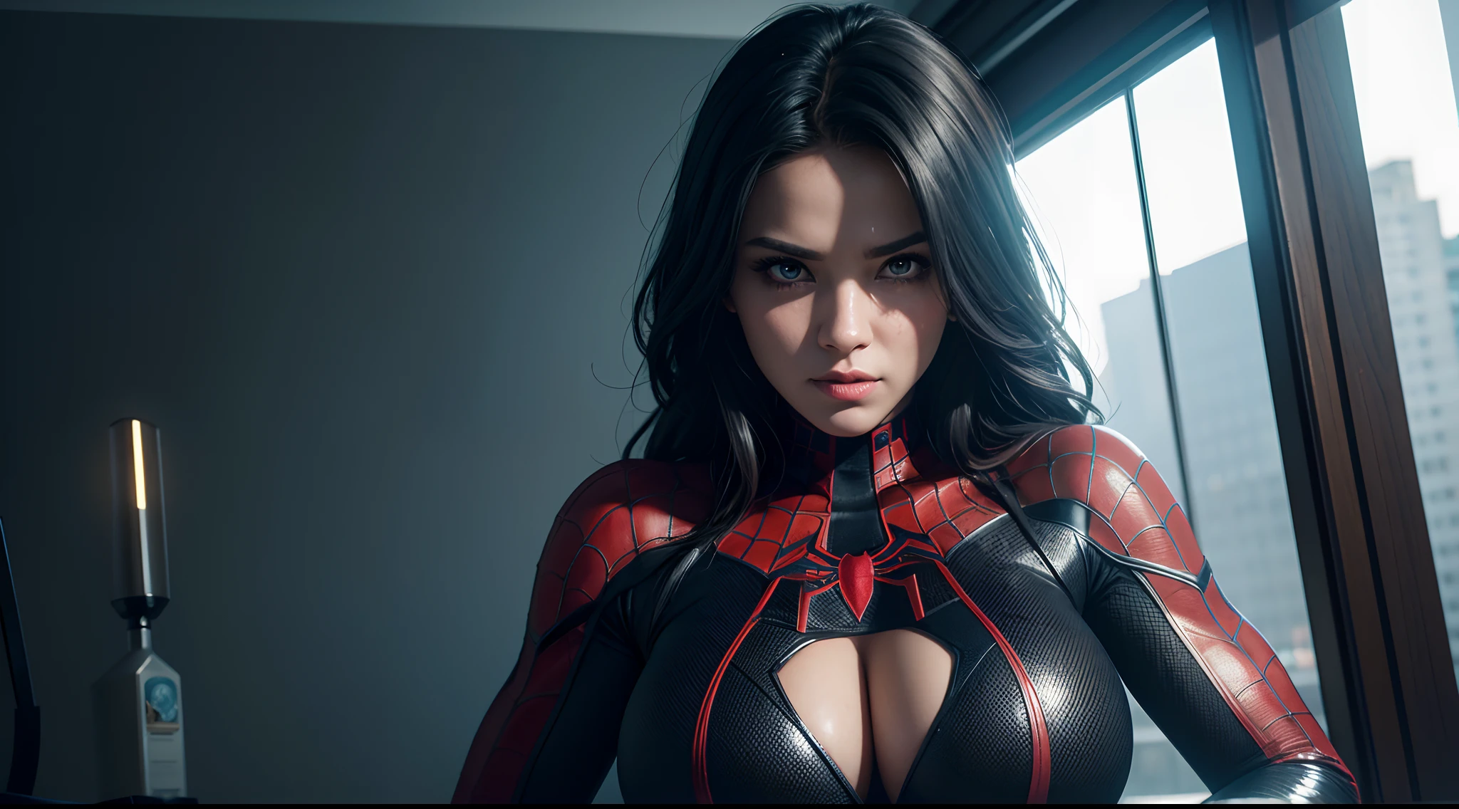 Spider-Woman (really big huge tits)
CGI with clear focus, Photorealistic, high detail, Realistic, Masterpiece, absurdress, Best Quality, HDR, hiquality, hight resolution, Extremely detailed, 8k wallpaper, intricate details, 8K UHD, Full-HD, (foto realista:1.2), Contrast, sharp lighting, Cinematic lighting, natural lighting, hard light, Backlighting, Global Illumination, Environment Occlusion