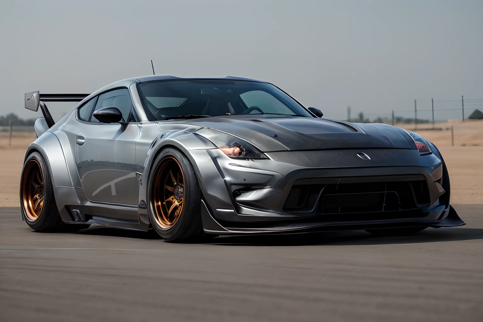 (LB-Works Full Complete: Liberty Walk)、(Nissan Fairlady Z RZ34)、(Flashy design)、(Carbon Bonnet)、Live-action、in detail、Deep Rim、5 discs in detail、Wide tires、Running on the race track、