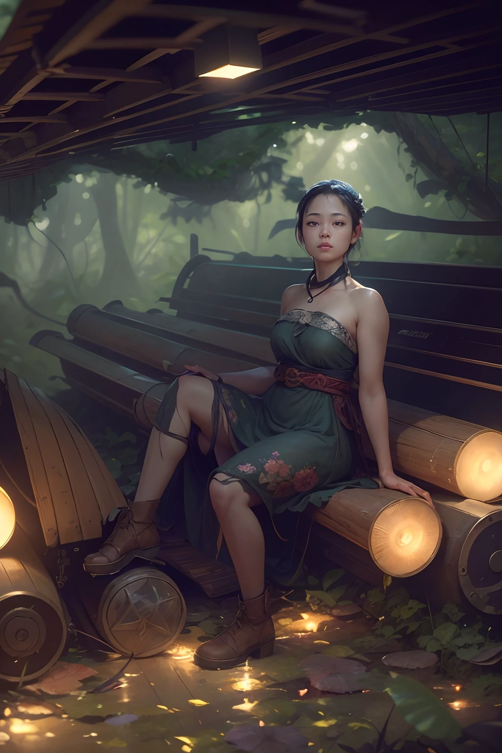 Digital illustration, detailed and intricate, of a dense jungle filled with exotic plants and animals, the sunlight filtering through the canopy creating a dappled effect. In the style of Yoshitaka Amano and Hayao Miyazaki, masterpiece, proportional, detailed, trending on artstation, beautiful lighting, realistic, intricate, award winning, 4k, highest quality Award-winning, 4K digital painting in the style of Yoshitaka Amano. Detailed and intricate depiction of a zombie apocalypse, masterfully capturing the chaos and drama of the scene. Beautiful lighting and cinematic composition make this piece a true masterpiece, trending on artstation --auto --s2